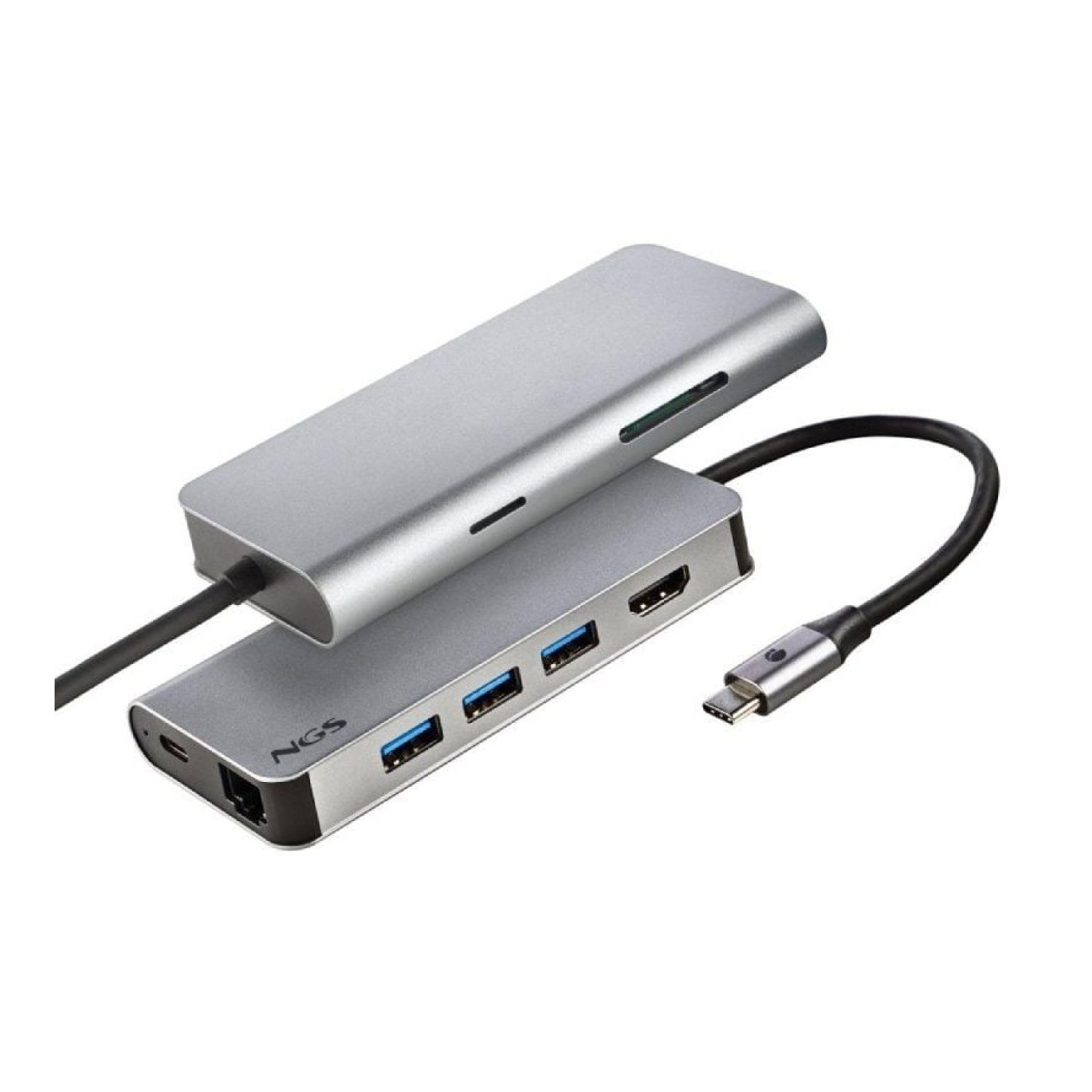 NGS WonderDock 8 · Docking USB-C · 3xUSB · 1xUSB-C DP · HDMI 4K · RJ45 · Lector SD
