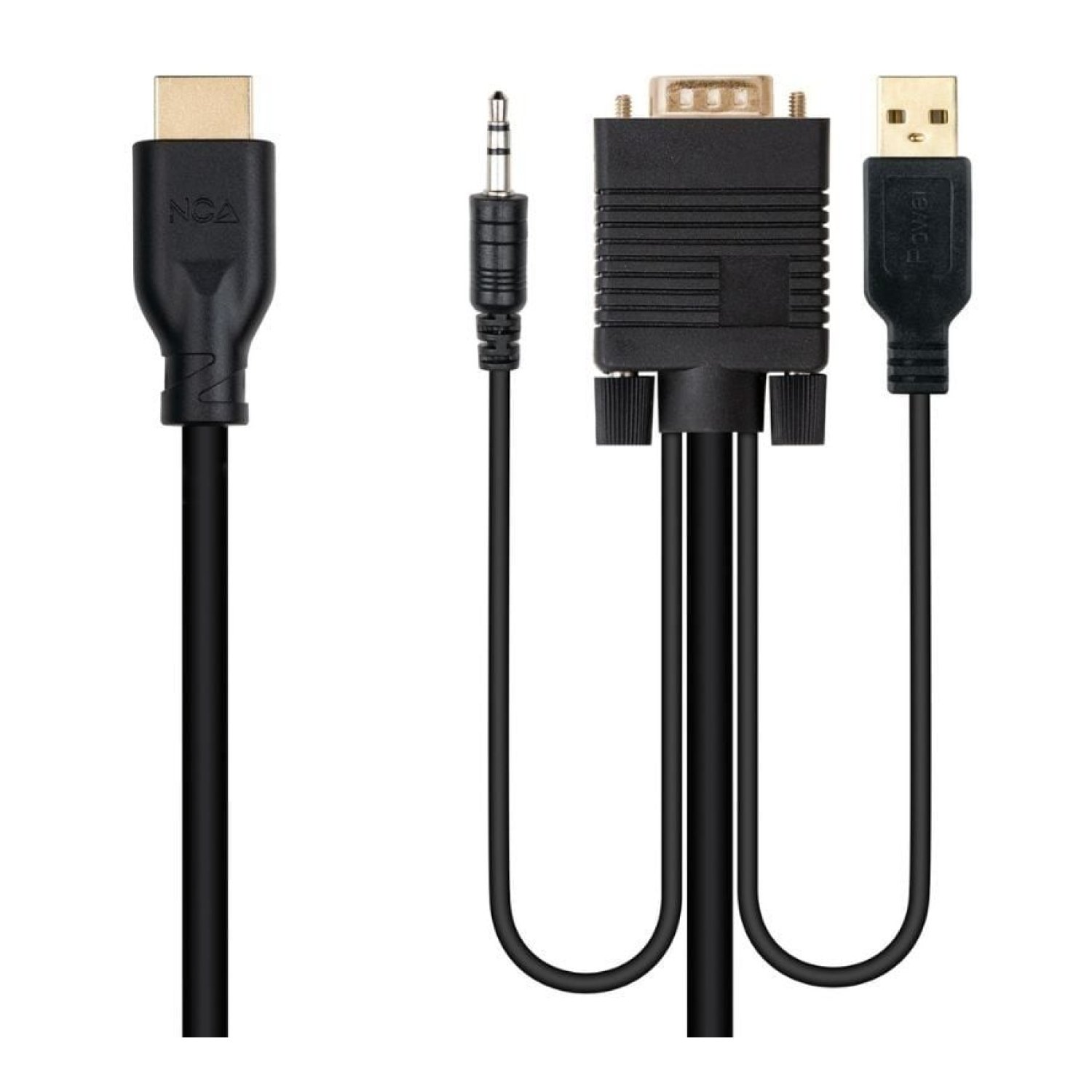 Nanocable · Cable Conversor HDMI a VGA · Jack 3.5 + USB · 1,8m · Negro