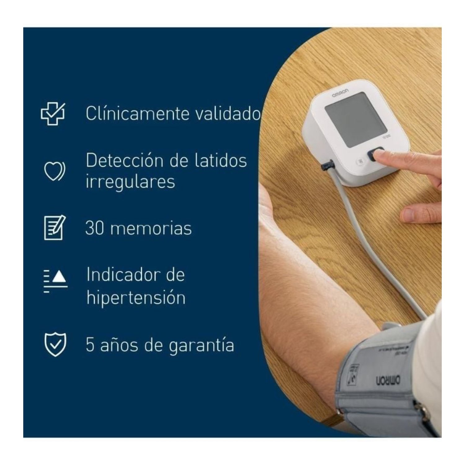Omron M2 Essential · Tensiómetro de Brazo · Automático · Memoria 60 Lecturas
