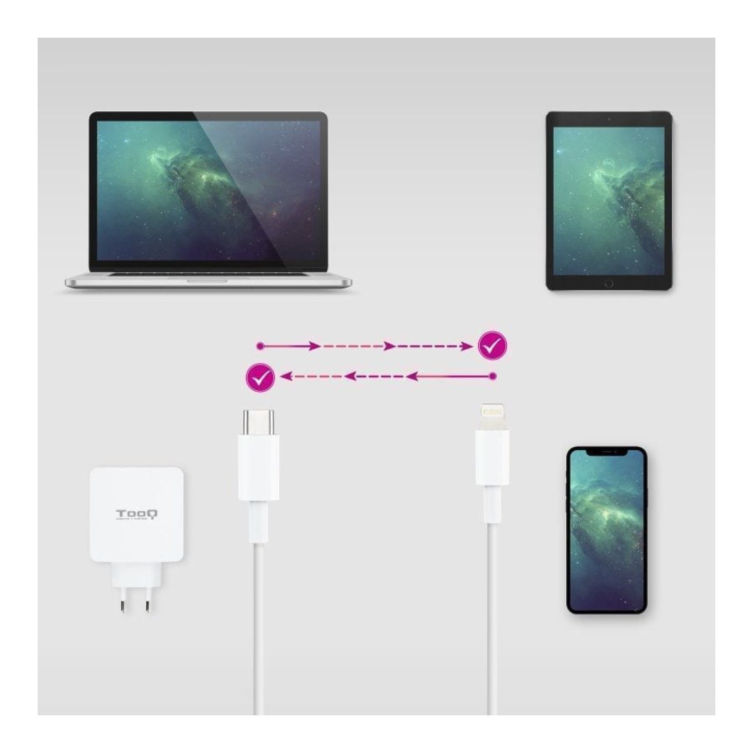 Nanocable · Cable USB Tipo-C a Lightning · 50cm · Blanco