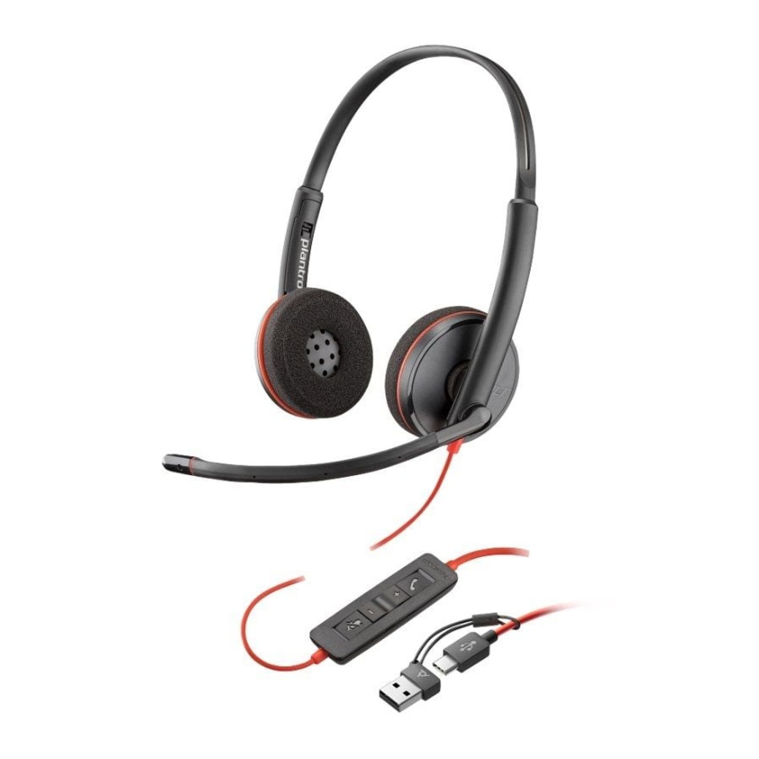 Poly Blackwire 3220 · Auriculares USB-C · Micrófono · Negros