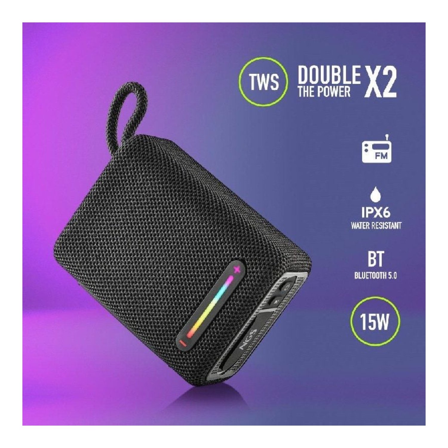 NGS Roller Furia · Altavoz Bluetooth · 15W · 2.0 · Negro