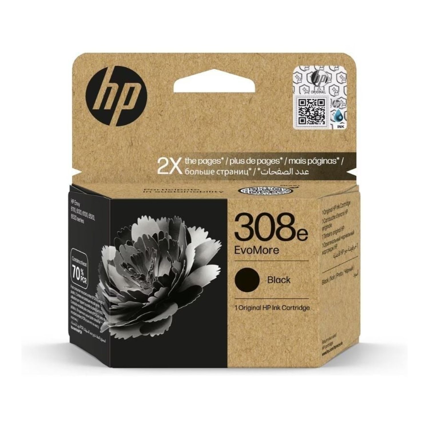 HP Cartucho Tinta Original nº308e EvoMore · Negro