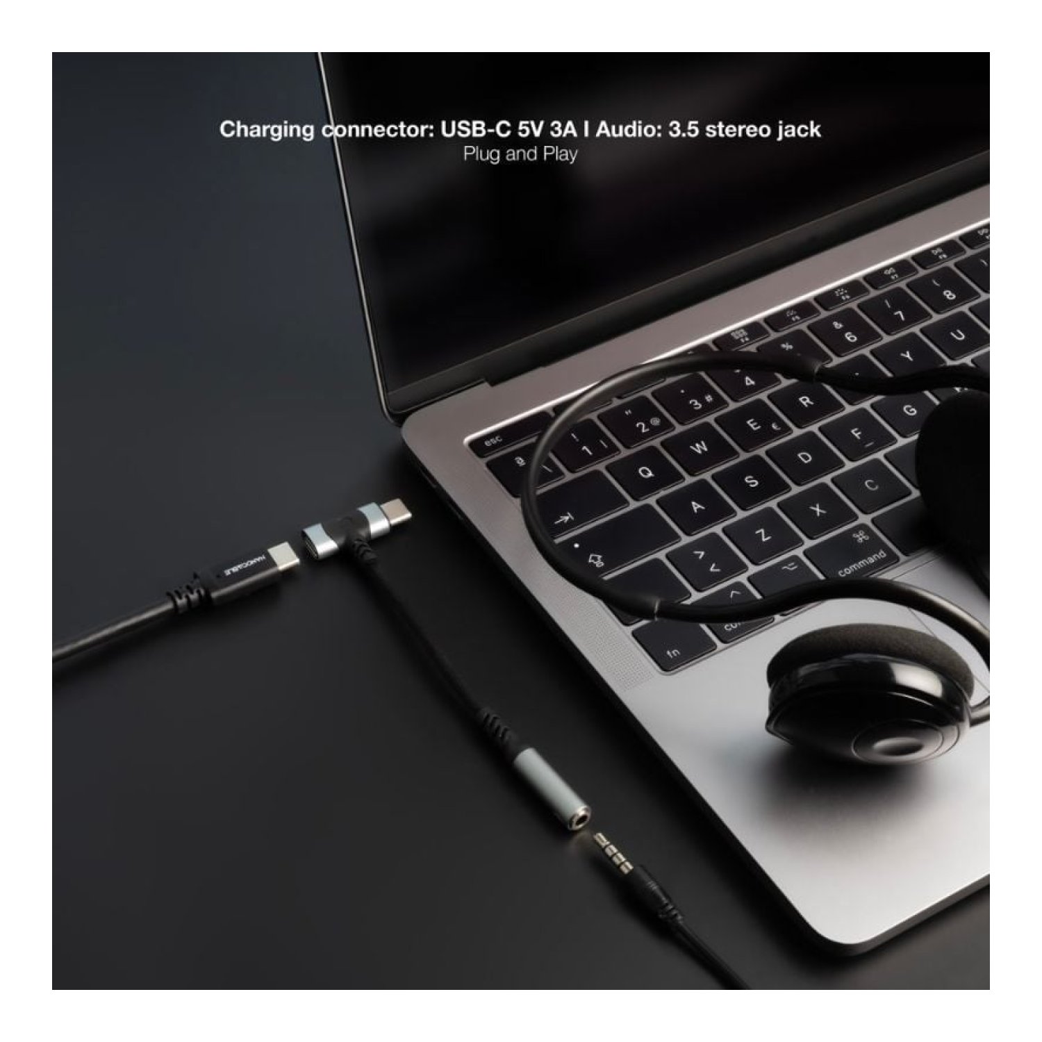 Nanocable · Cable USB-C a Jack 3.5mm · 10cm · Negro