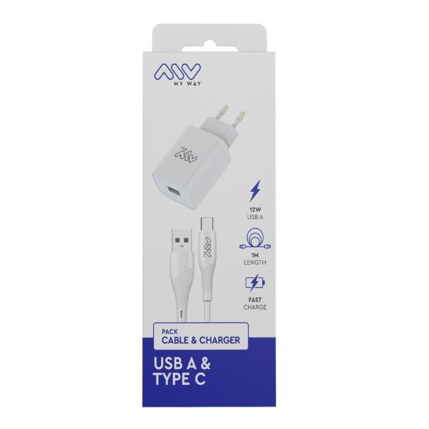 Myway · Cargador de Pared · 15W · 1 USB-C · Cable incluido