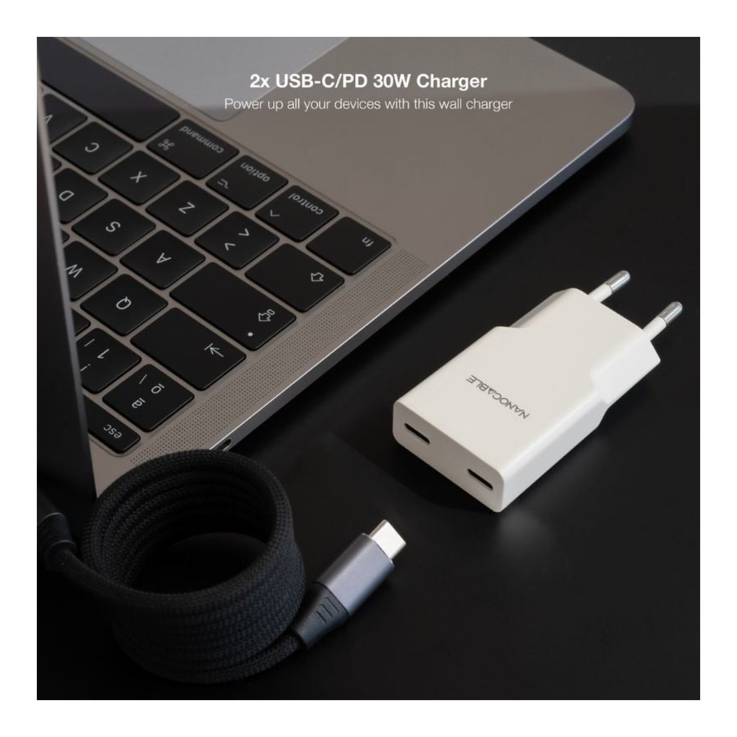 Nanocable · Cargador Pared 30W · 2x USB Tipo-C · Blanco