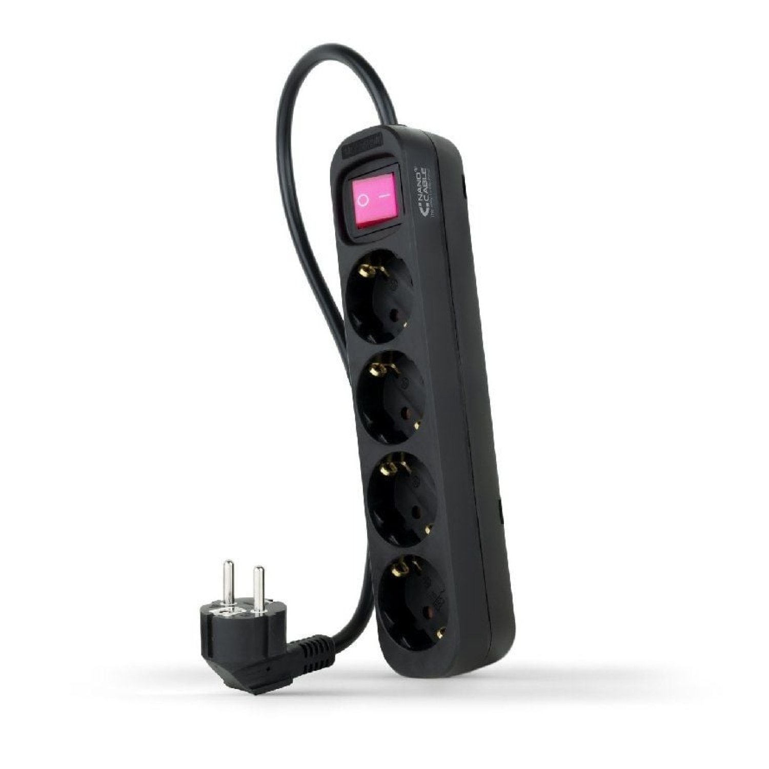 Nanocable · Regleta 4 Tomas · Cable 1,4m · Negro