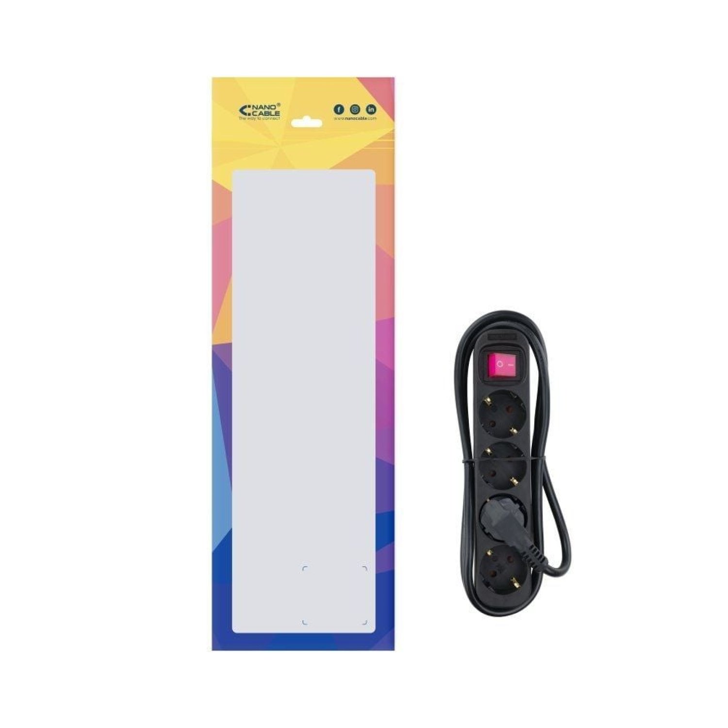 Nanocable · Regleta 4 Tomas · Cable 1,4m · Negro