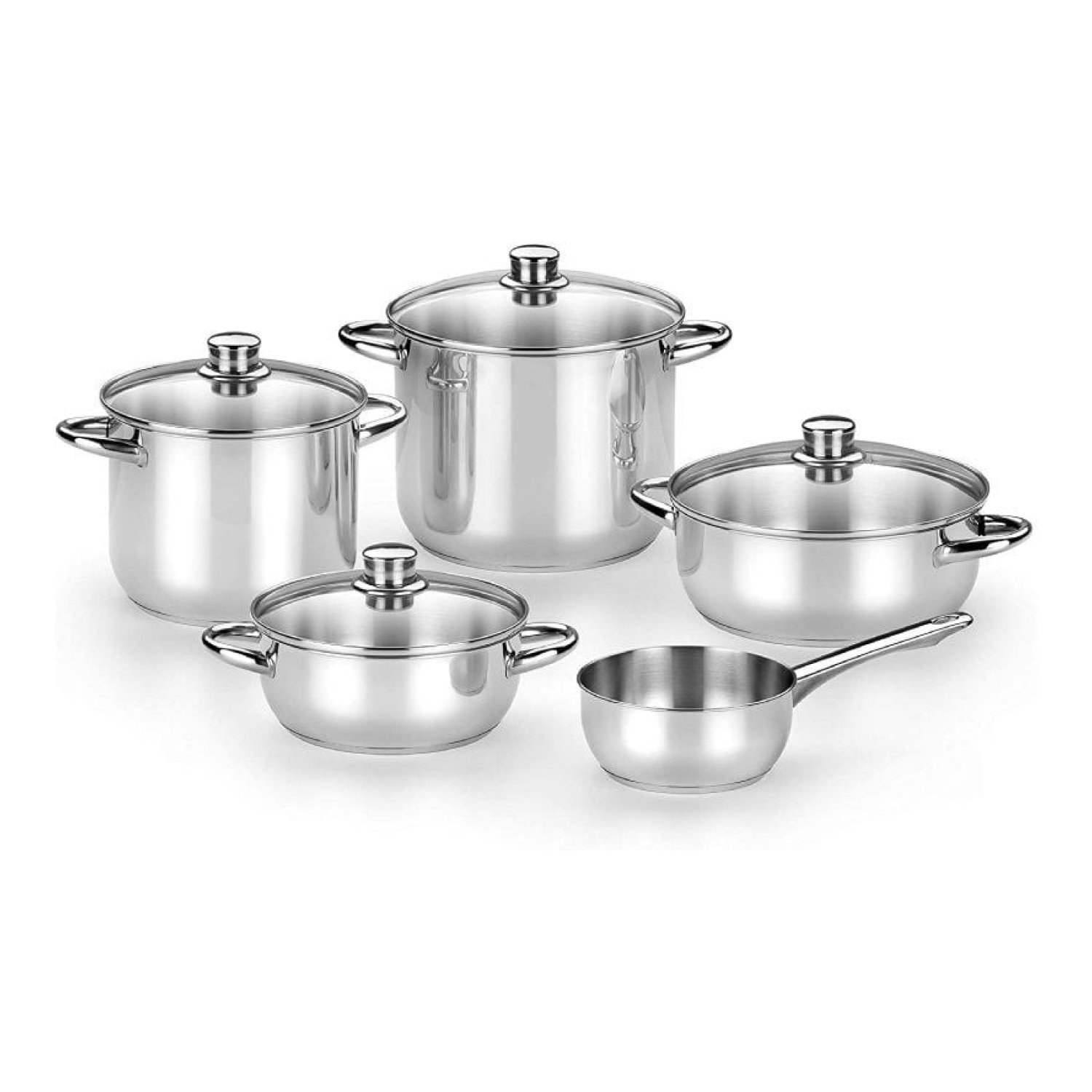Pack Batería de Cocina Monix Optima2 M450001/ Cazo Ø16cm/ Ollas Ø20 - 24cm/ Cacerolas Ø20 - 24cm/ Acero Inoxidable/ Apta para Inducción