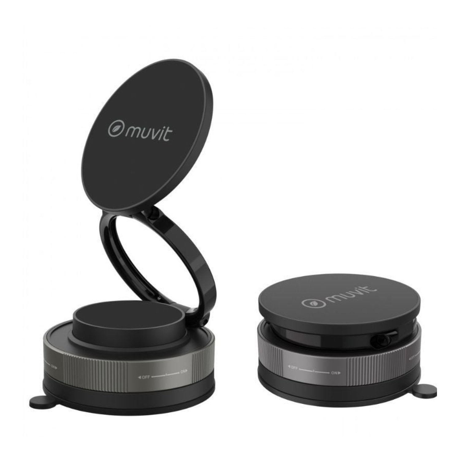 Muvit For Change · Soporte Smartphone Coche · Negro · Ventosa Ajustable
