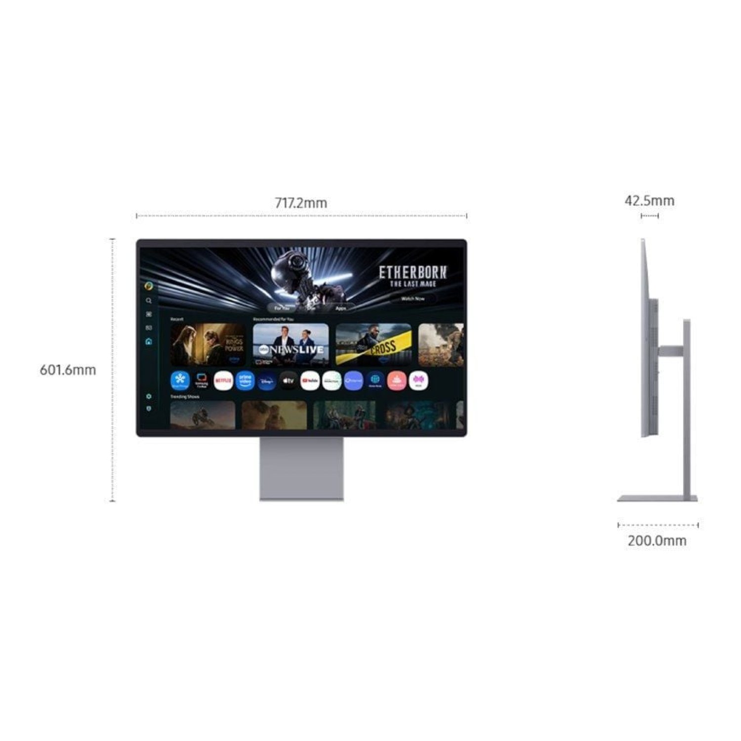 Smart Monitor Gaming Samsung M9 M90SF S32FM900SU 32"/ 4K/ 0.03ms/ 165Hz/ QD-OLED/ Multimedia/ Regulable en altura/ Smart TV/ Plata