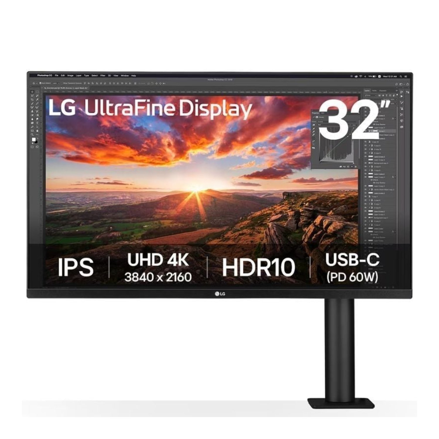 LG UltraFine · Monitor 31,5" 4K · Multimedia · Regulable altura · Negro