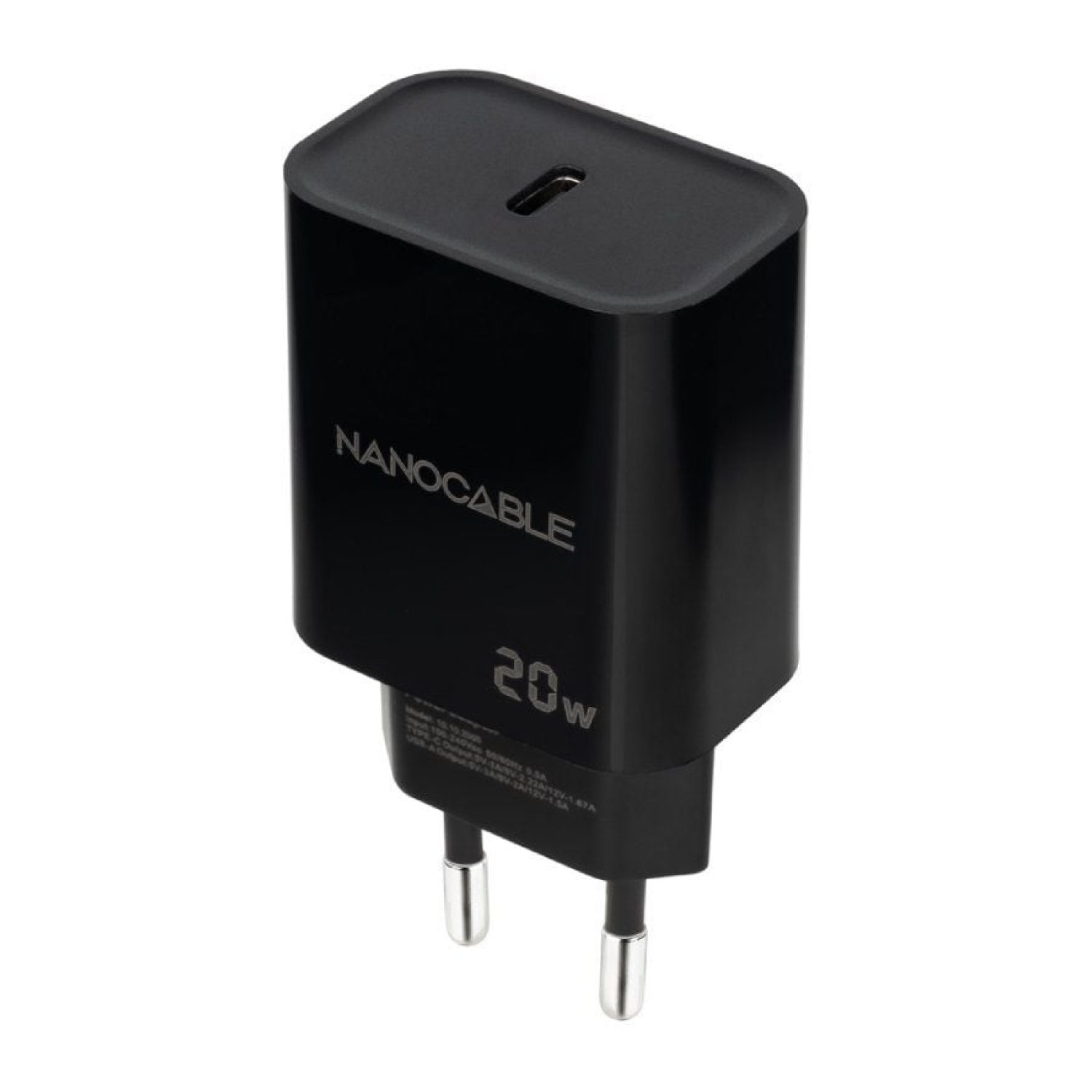 Nanocable Cargador de Pared · 1x USB-C · 20W · Negro