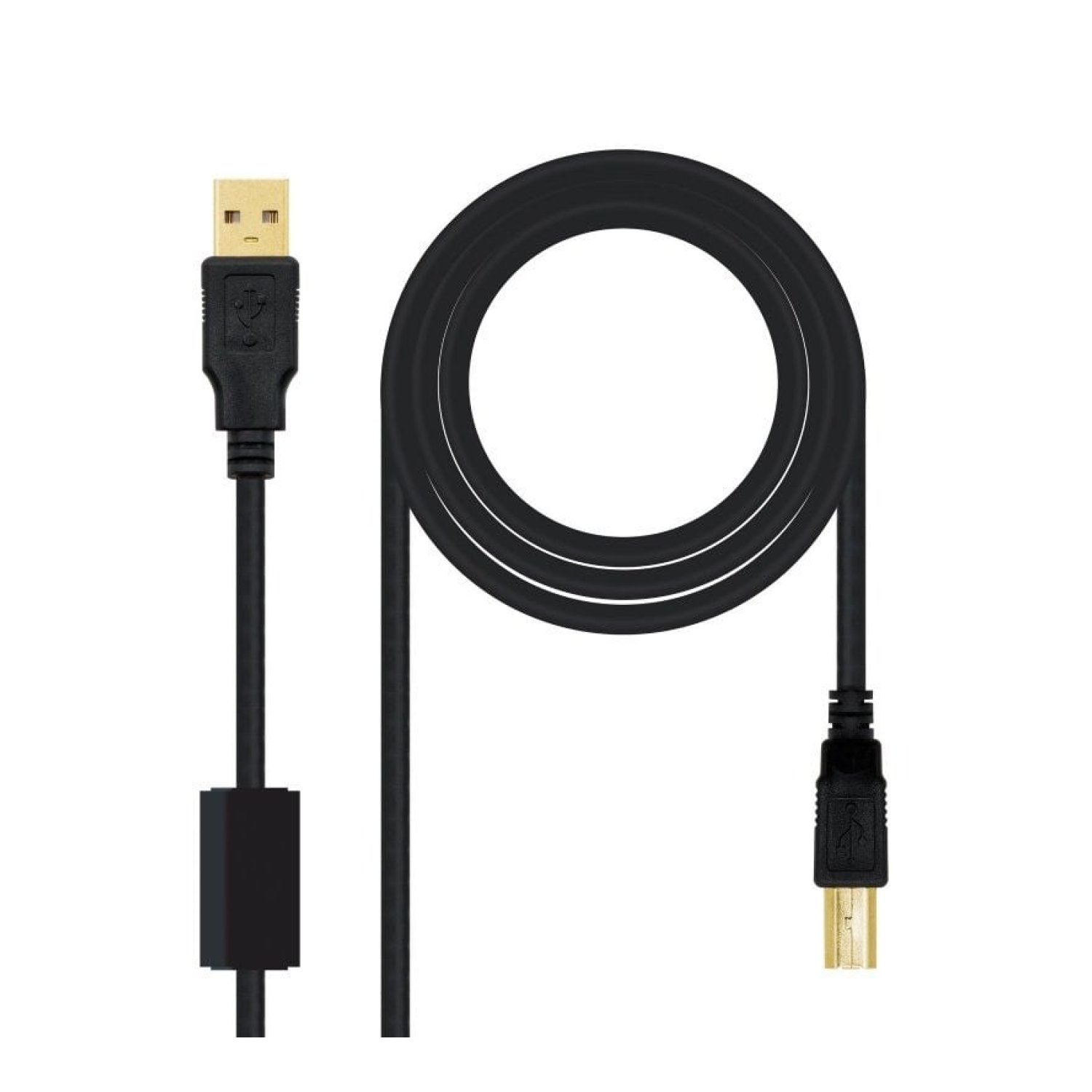 Nanocable · Cable USB 2.0 · USB Tipo-B a USB-A · 5m · Negro