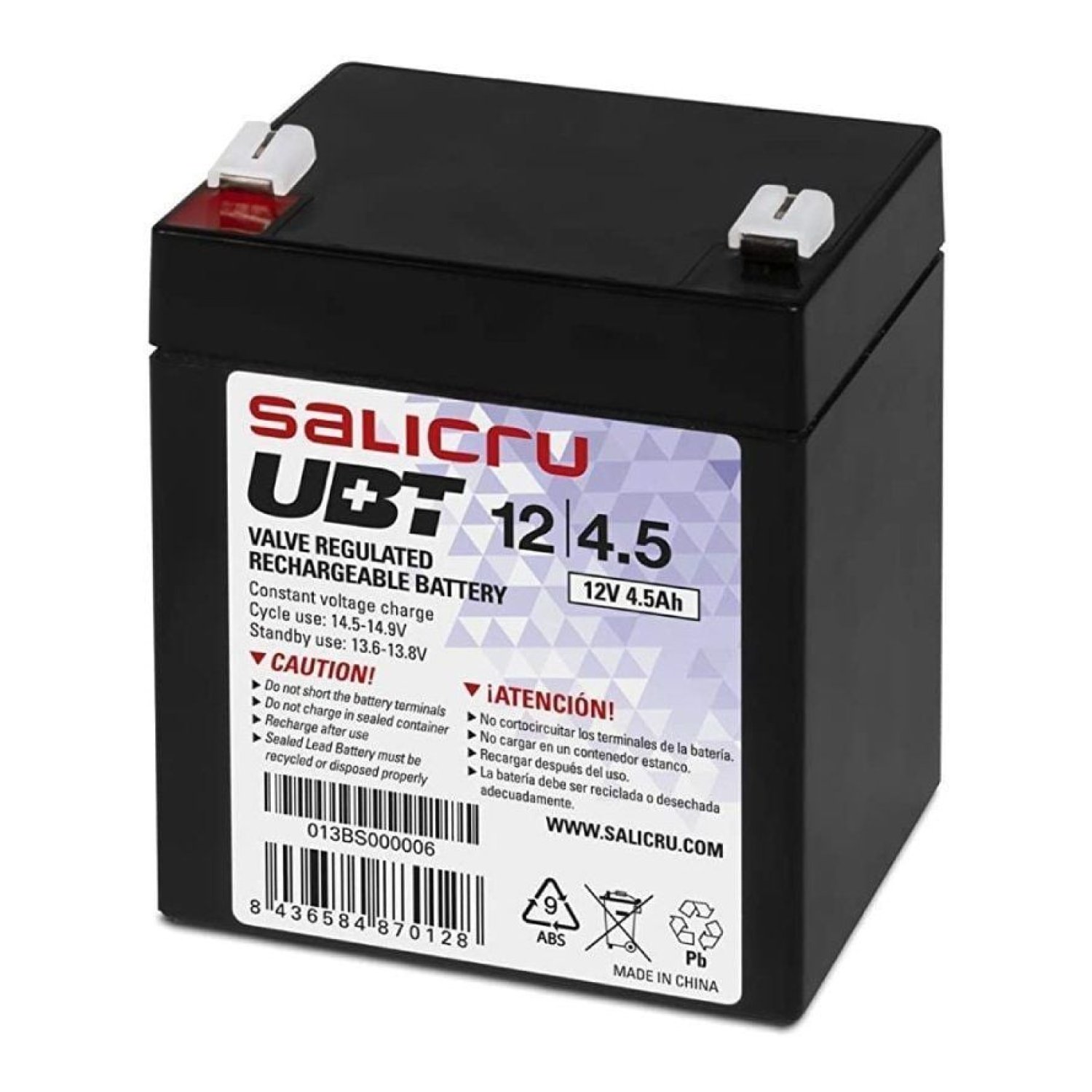 Salicru UBT 12/4,5 · Batería Compatible SAI · 12V 4,5Ah