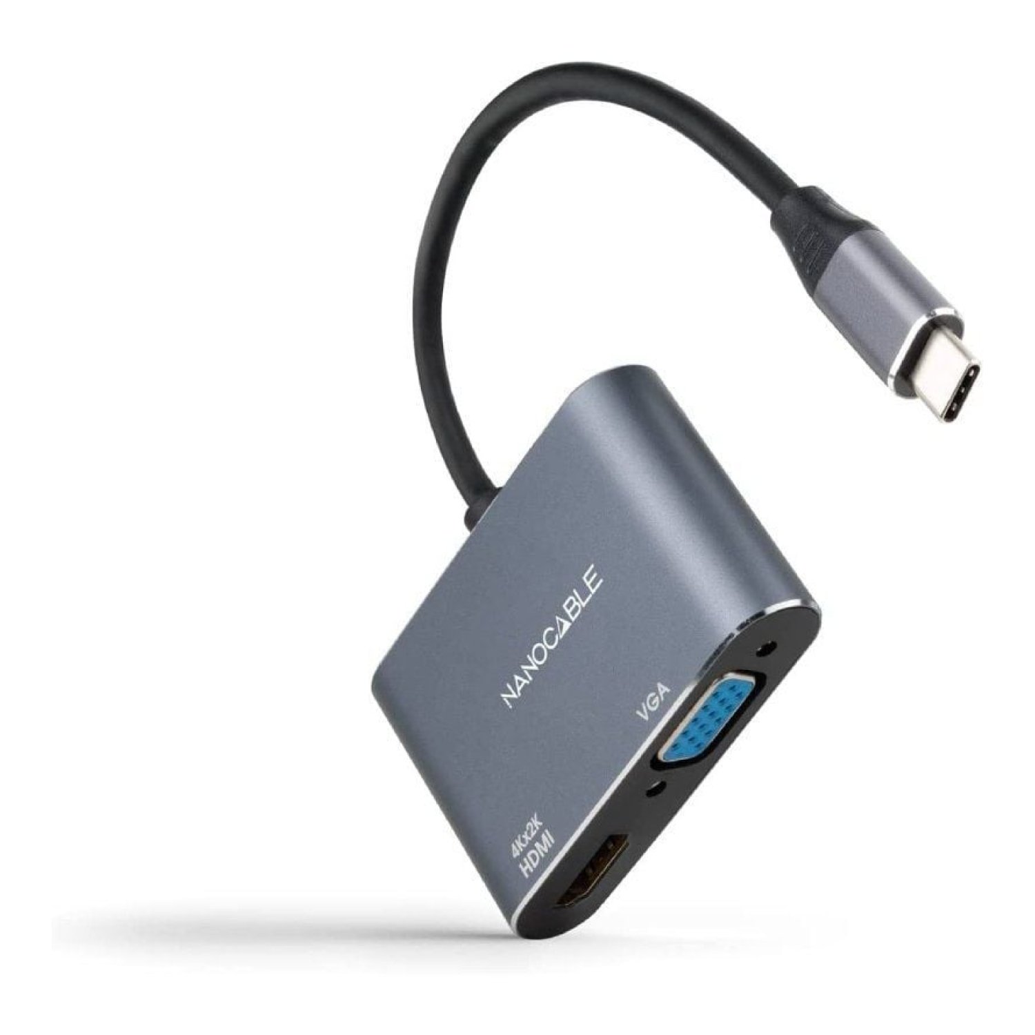 Nanocable · Conversor USB-C a HDMI/VGA · 15cm · Gris