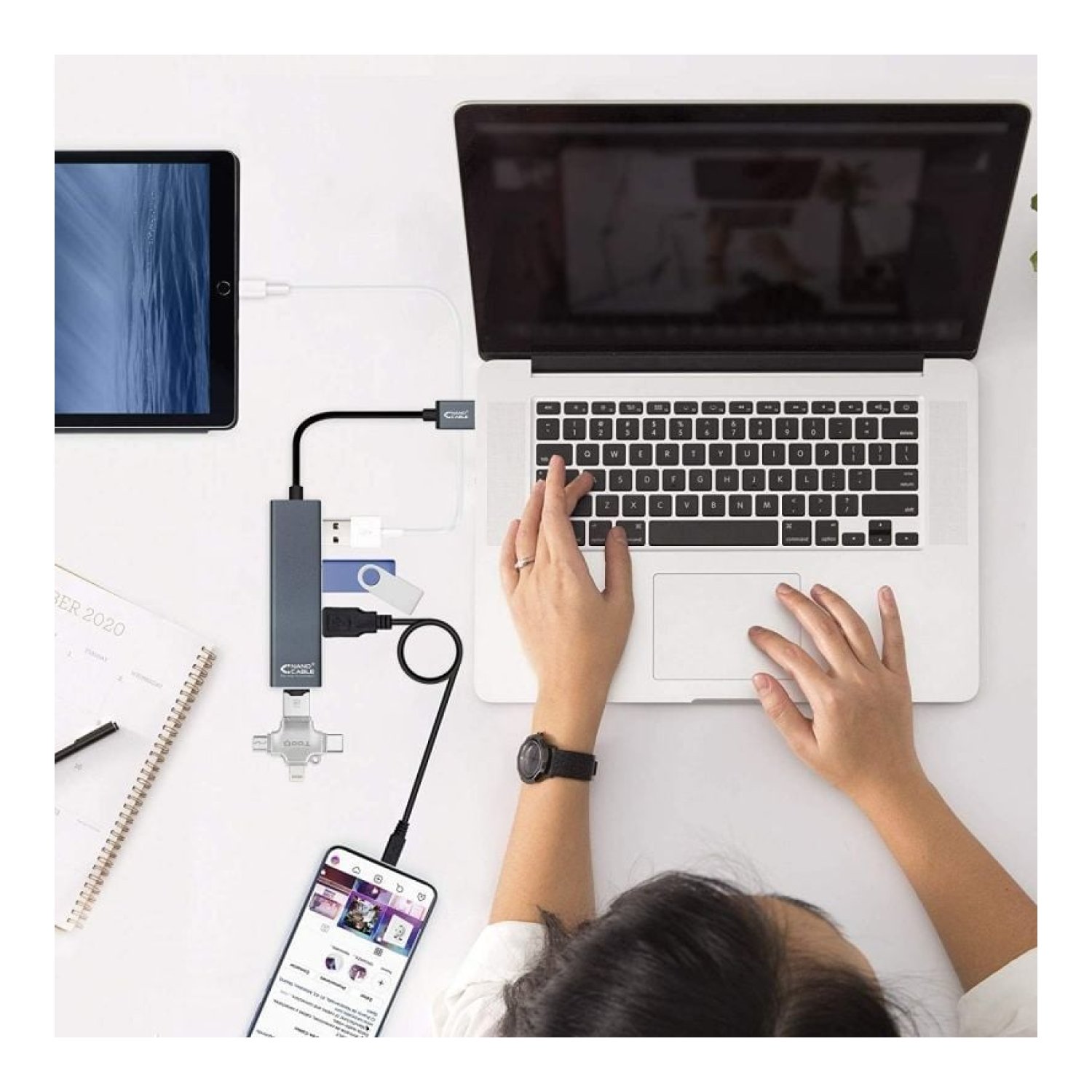 Nanocable Hub USB 3.0 · 4 Puertos USB · Gris