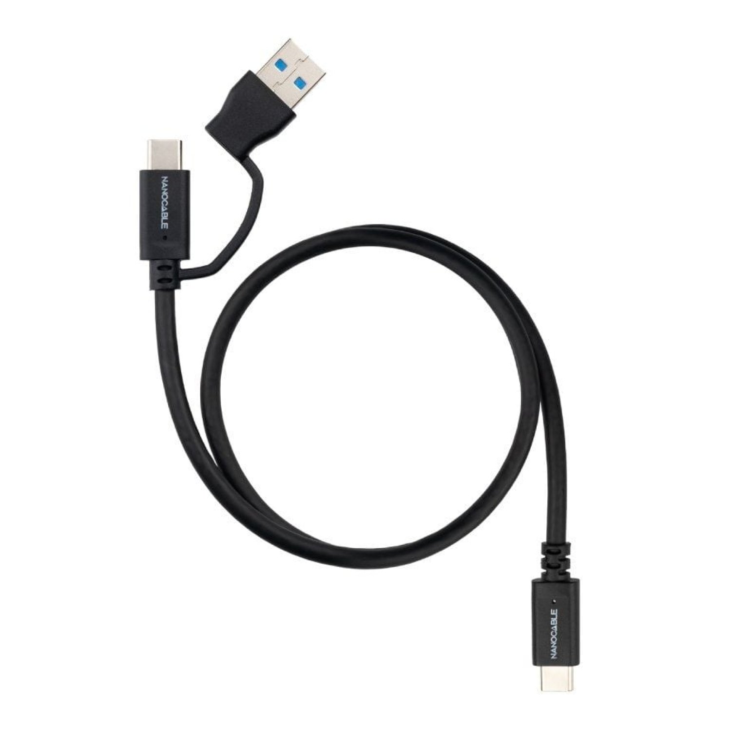 Nanocable · Cable USB 3.2 Tipo-C · 10Gbps · 60W · 50cm · Negro