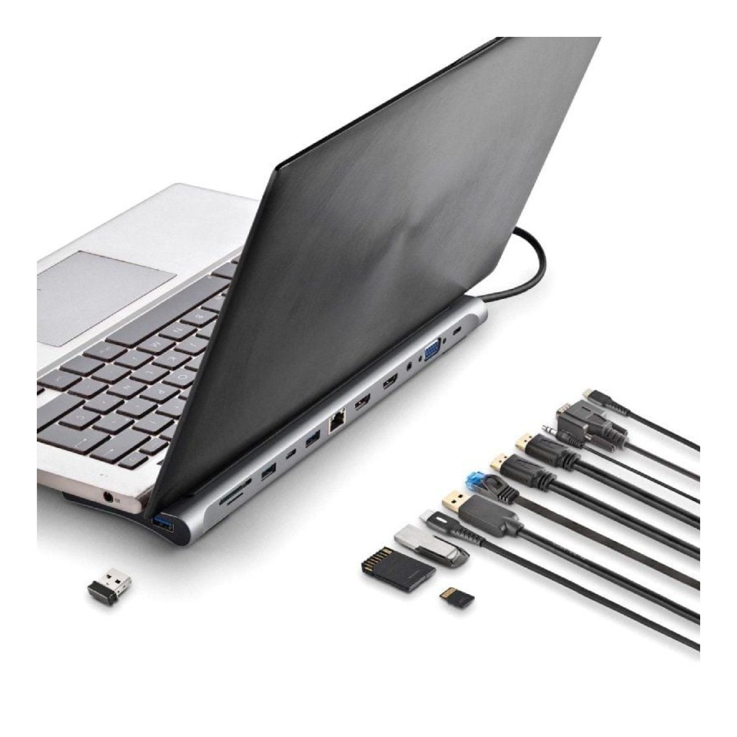 NGS WonderDock12 · Docking USB-C · 3xUSB · 2xHDMI 4K · RJ45 · Lector de Tarjetas · Gris