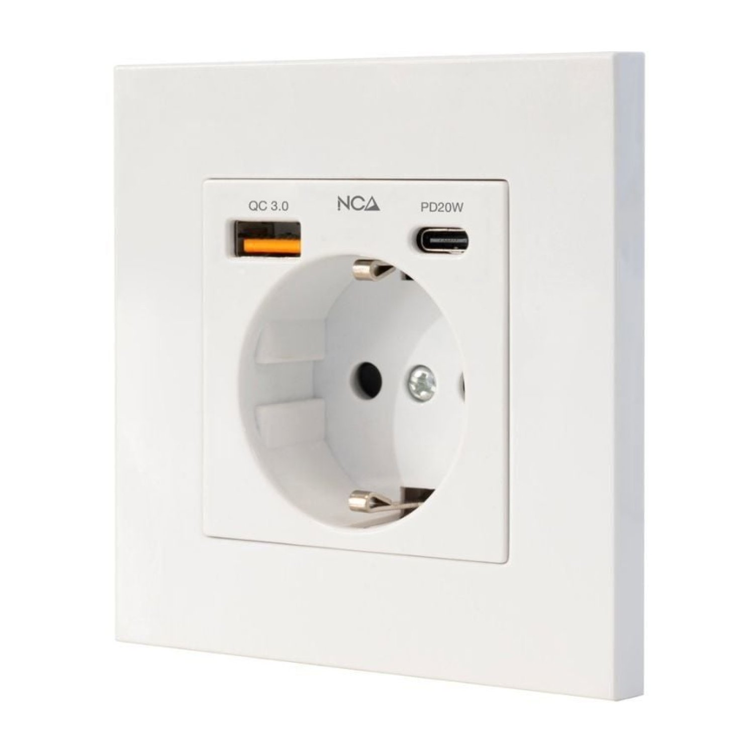 Nanocable · Roseta de Pared · 1 Schuko + 1 USB Tipo-C + 1 USB