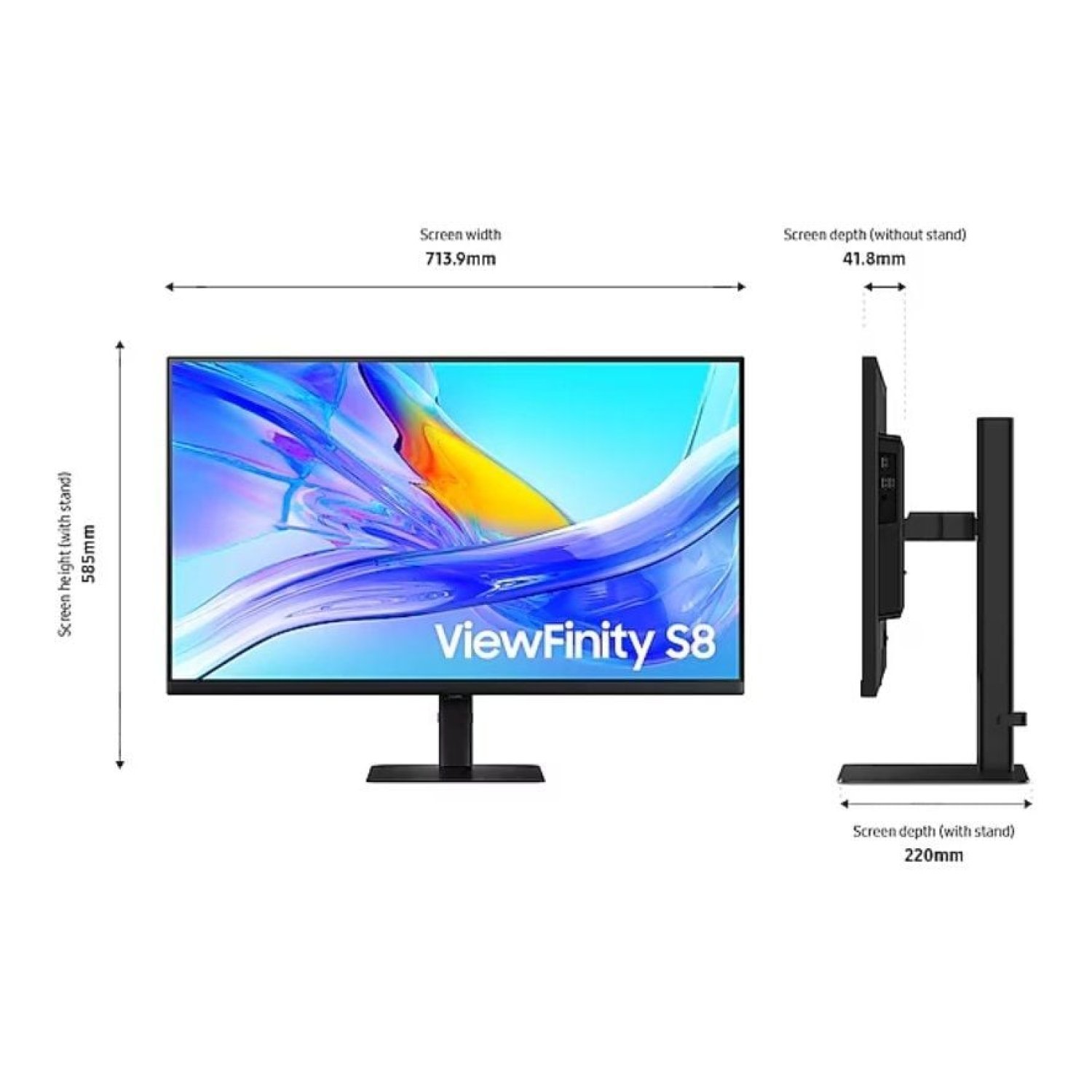 Monitor Profesional Samsung ViewFinity S8 S80UD S32D800UAU 32"/ 4K/ Regulable en altura/ Negro