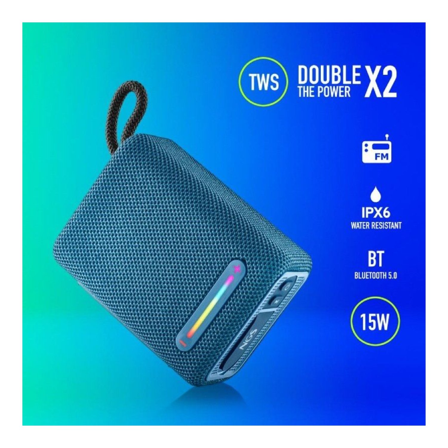 NGS Roller Furia · Altavoz Bluetooth 2.0 · 15W · Azul