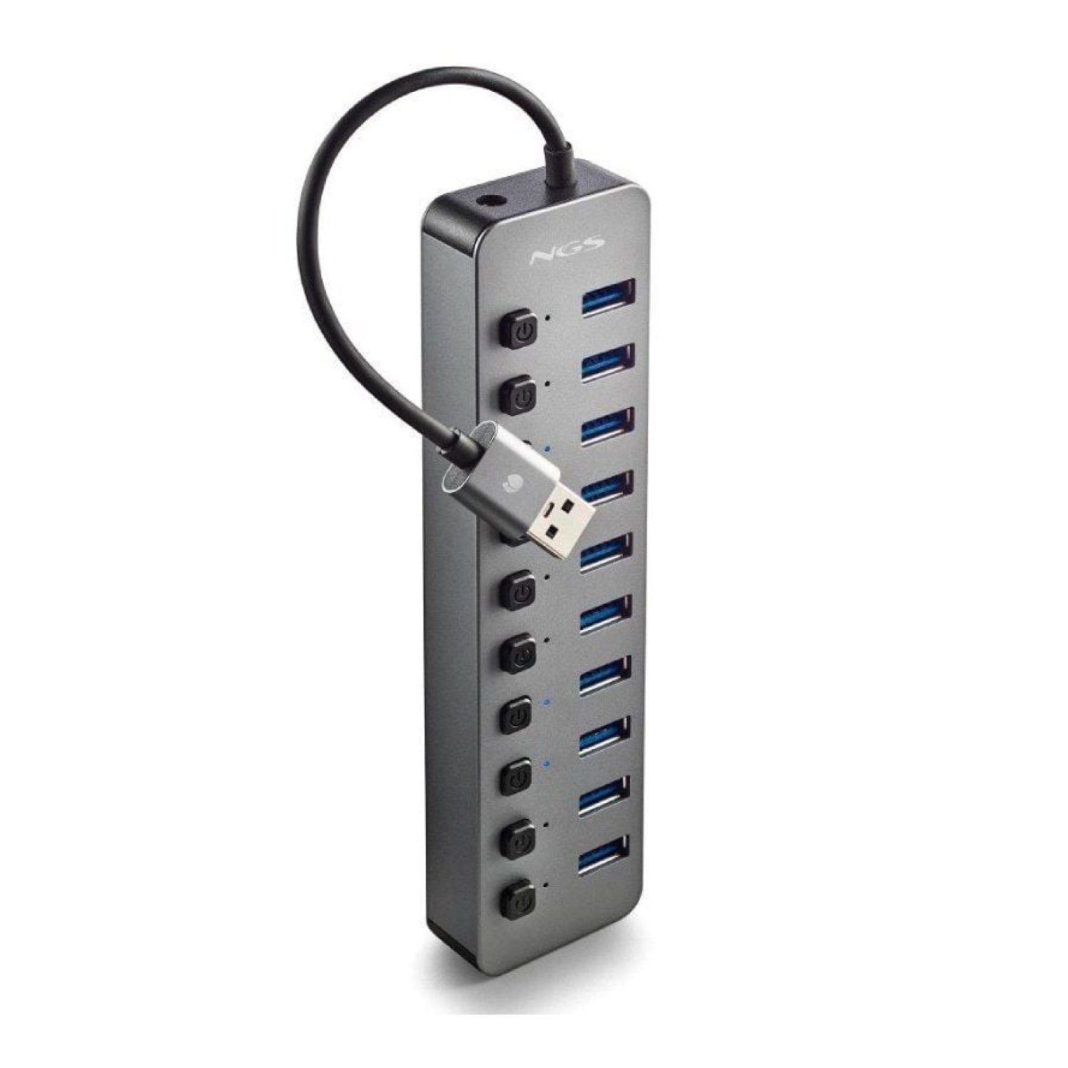 NGS iHub10 · Hub USB 3.0 · 10 Puertos · Gris
