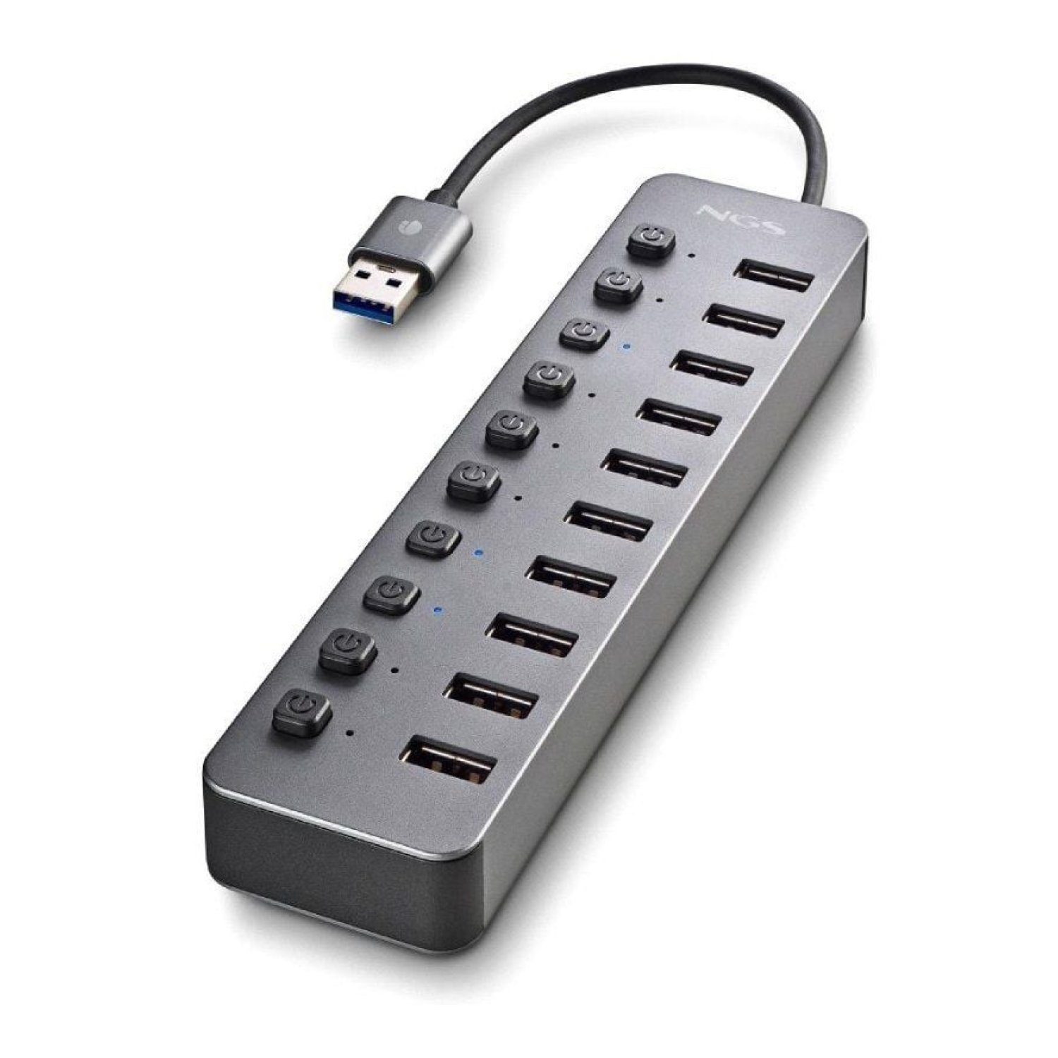NGS iHub10 · Hub USB 3.0 · 10 Puertos · Gris
