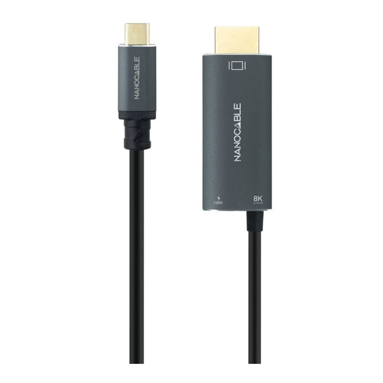 Nanocable · Cable Conversor USB-C a HDMI 8K · 100W · 1,8m · Negro