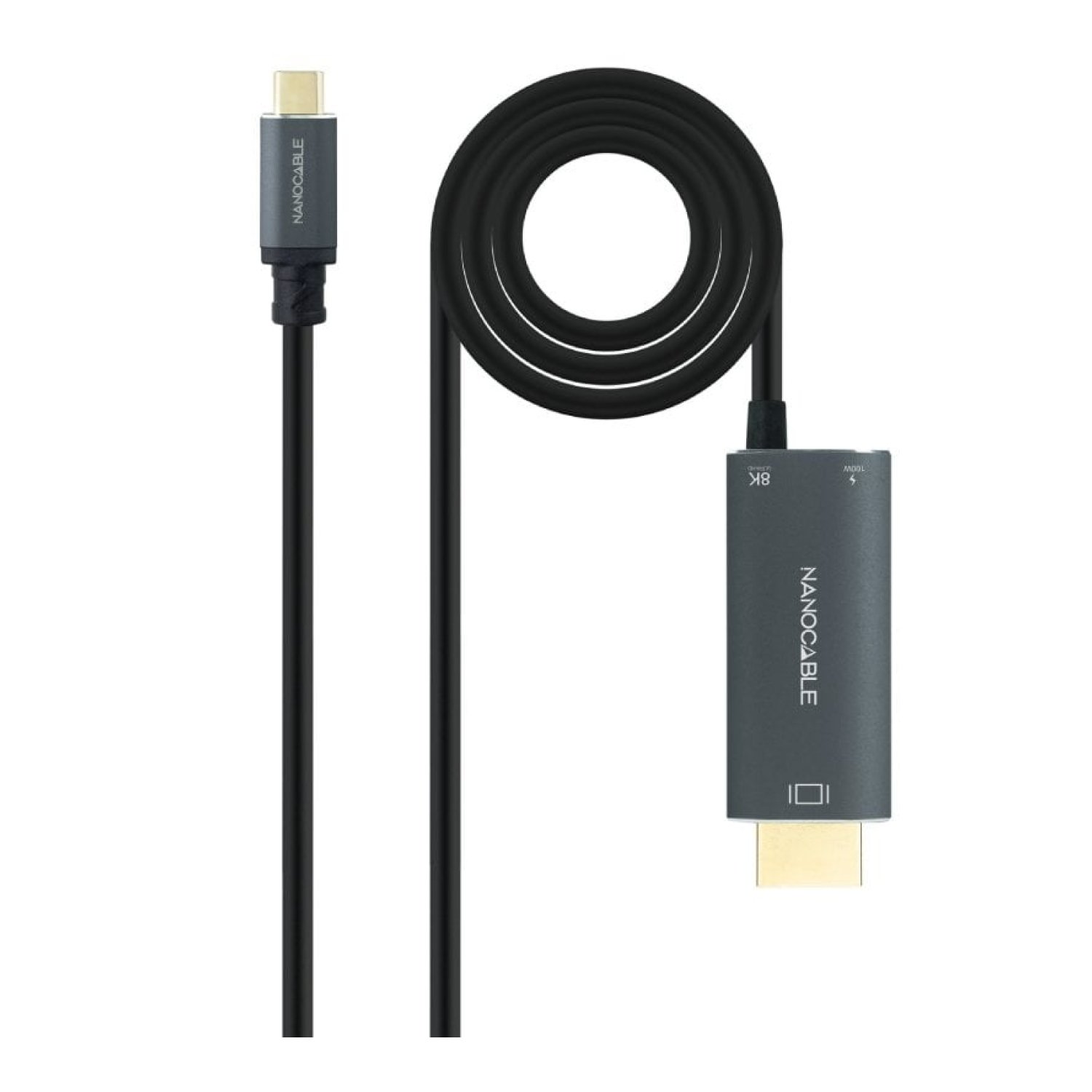 Nanocable · Cable Conversor USB-C a HDMI 8K · 100W · 1,8m · Negro