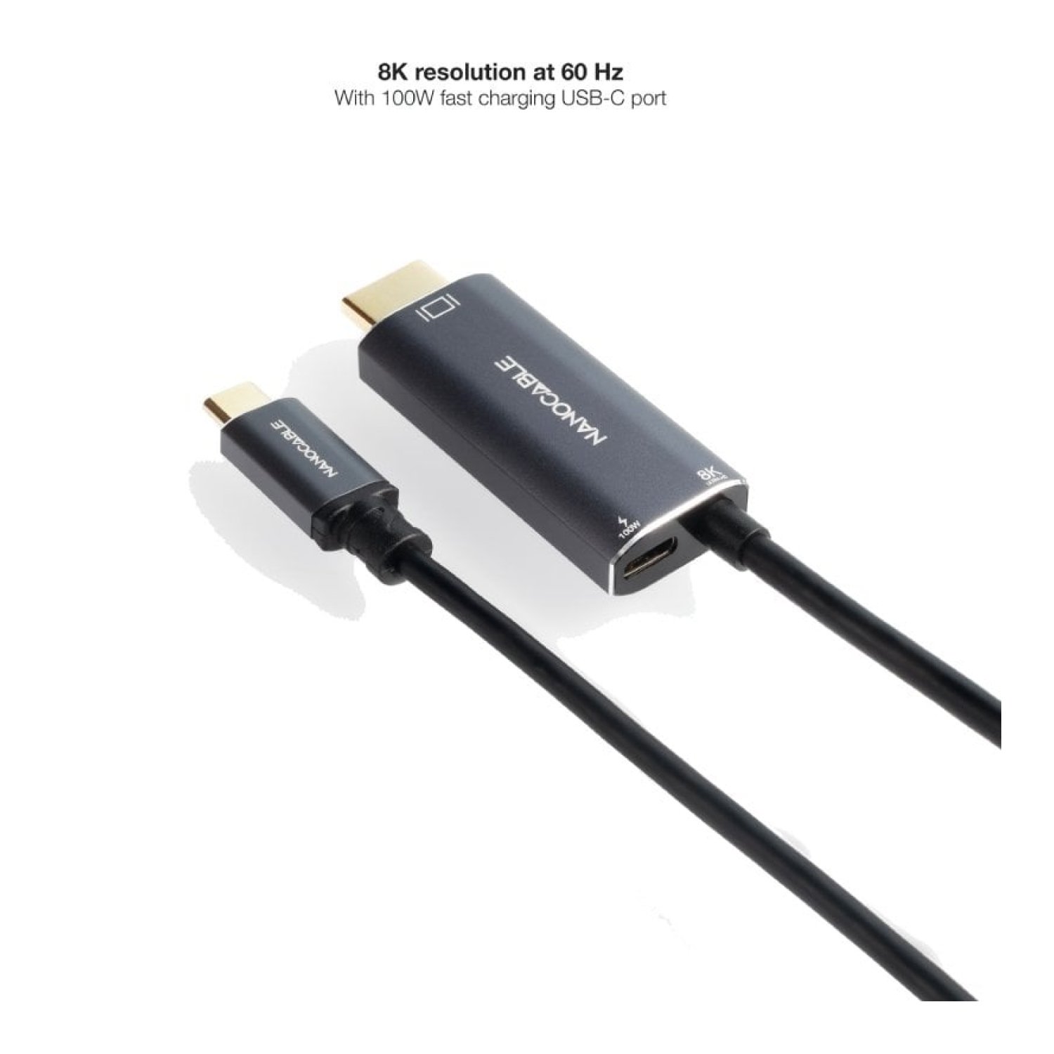 Nanocable · Cable Conversor USB-C a HDMI 8K · 100W · 1,8m · Negro