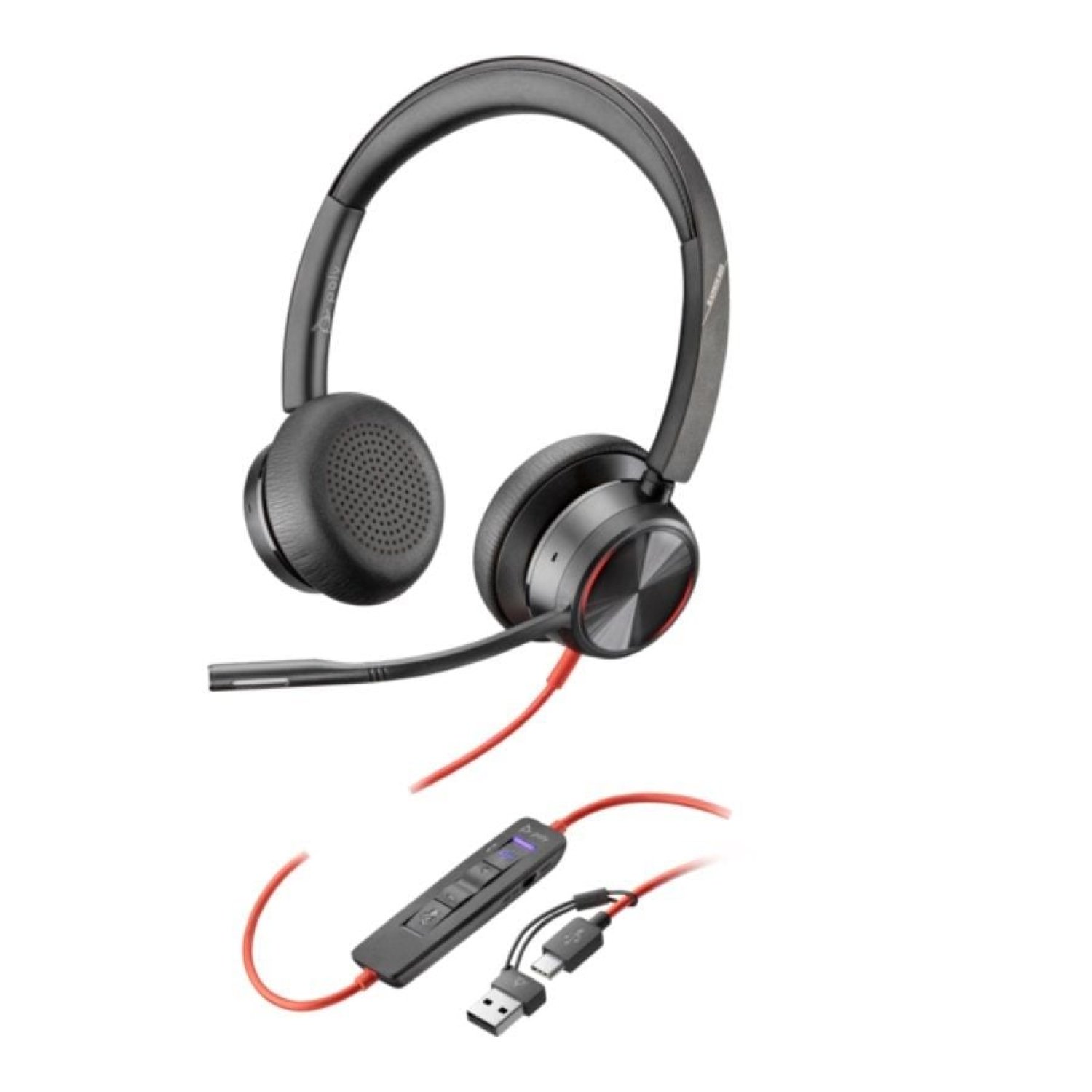 Poly Blackwire 8225 · Auriculares Microsoft Teams · USB-C/A · Micrófono · Negros