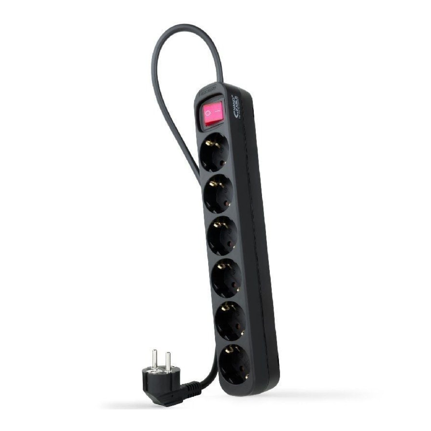 Nanocable · Regleta 6 Tomas · Cable 1,4m · Interruptor · Negro