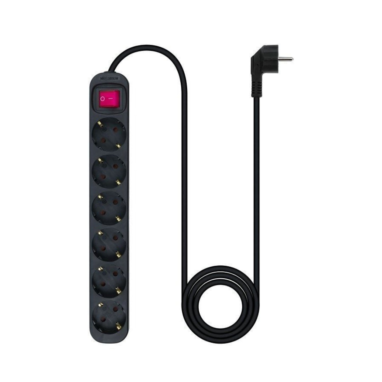 Nanocable · Regleta 6 Tomas · Cable 1,4m · Interruptor · Negro