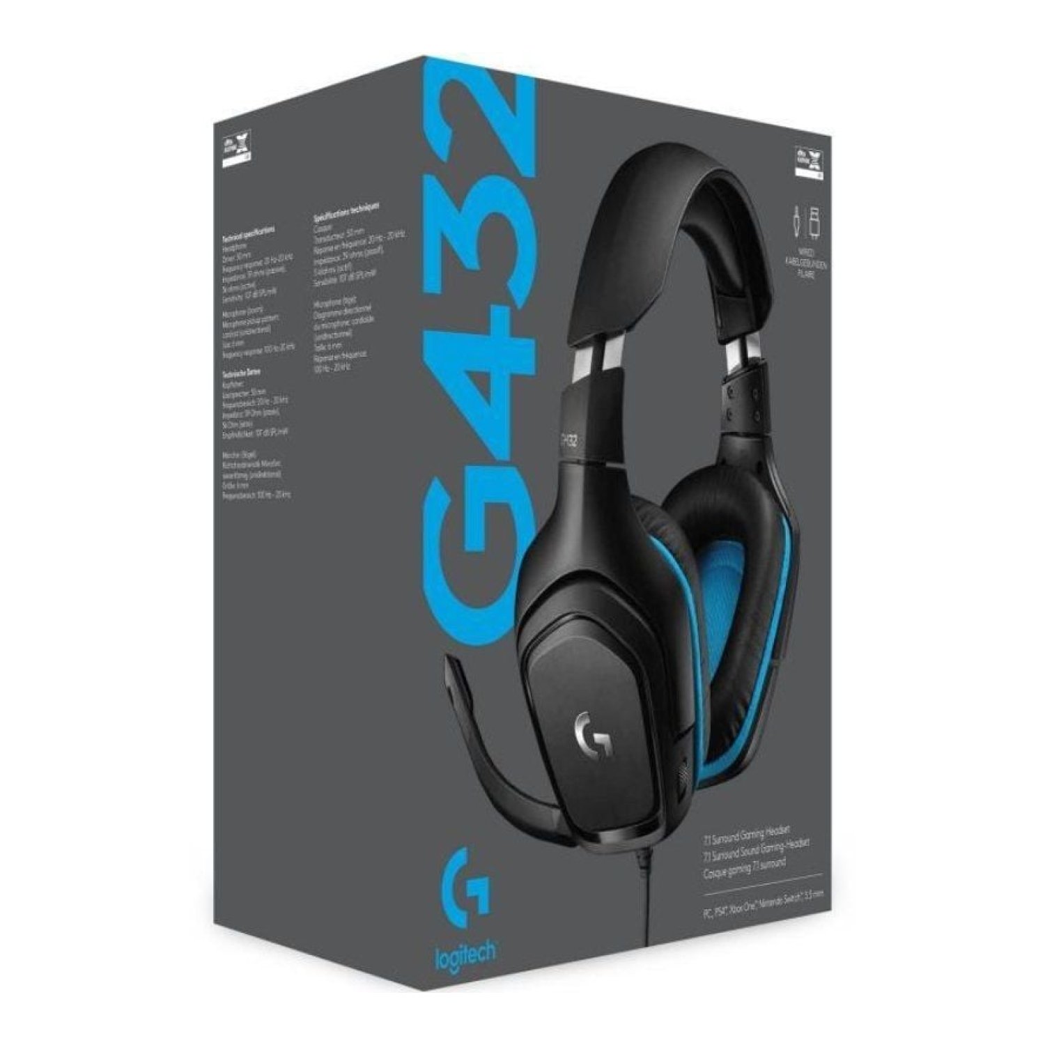 Logitech G432 · Auriculares Gaming · USB 2.0 + Jack 3.5 · Micrófono · Negros