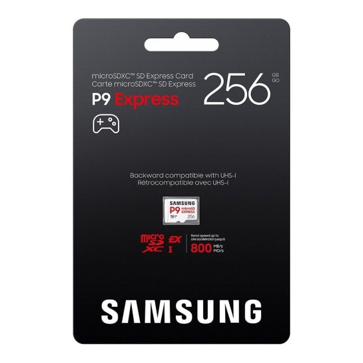 Samsung P9 Express · 256GB microSD XC · Clase 10 · 800MB/s