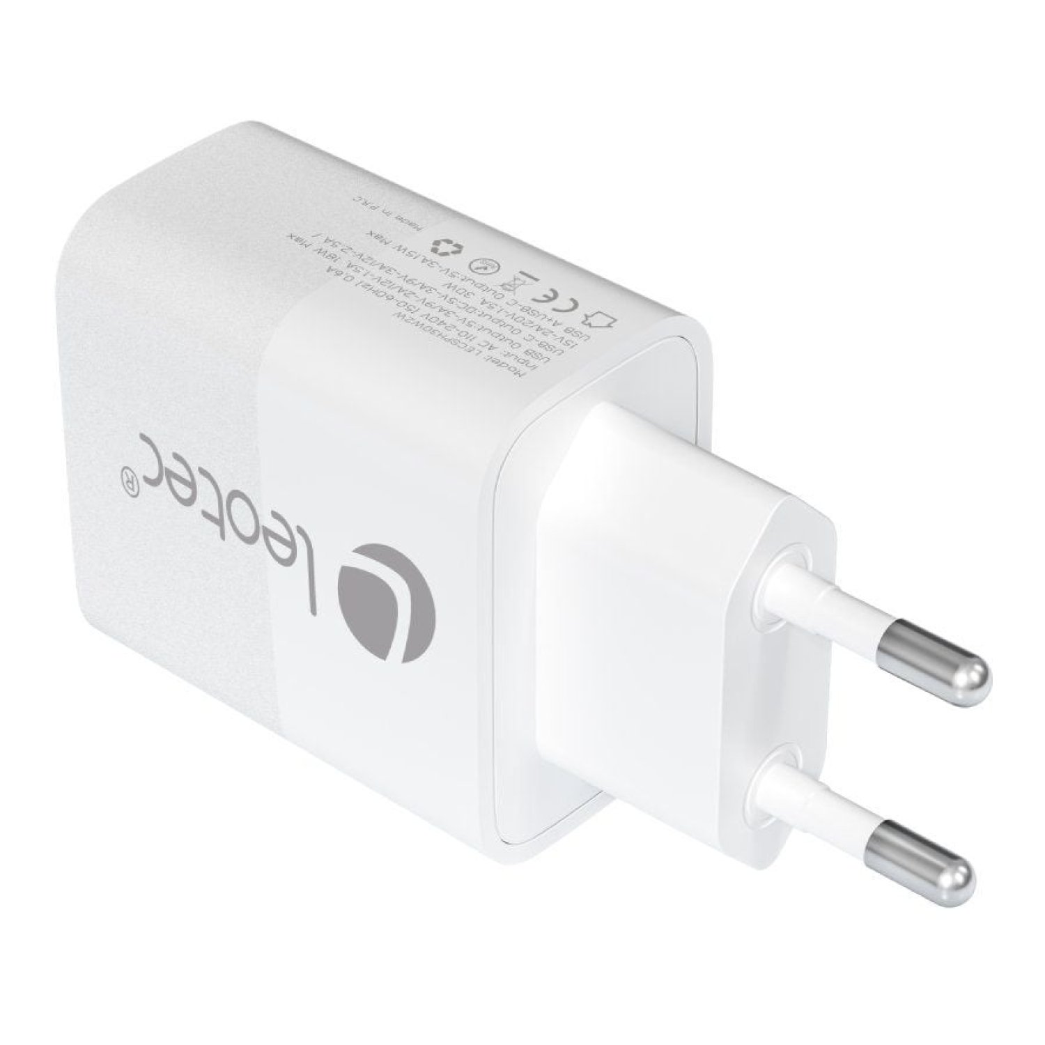 Leotec Cargador GaN · 30W · 1 USB-C + 1 USB · Carga Rápida