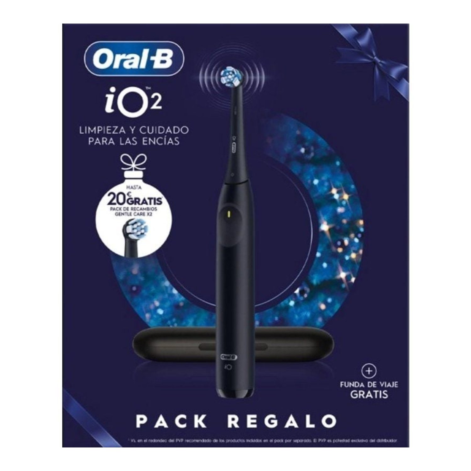 Oral-B iO 2 · Cepillo Dental Eléctrico · Negro · 2 Recambios Incluidos