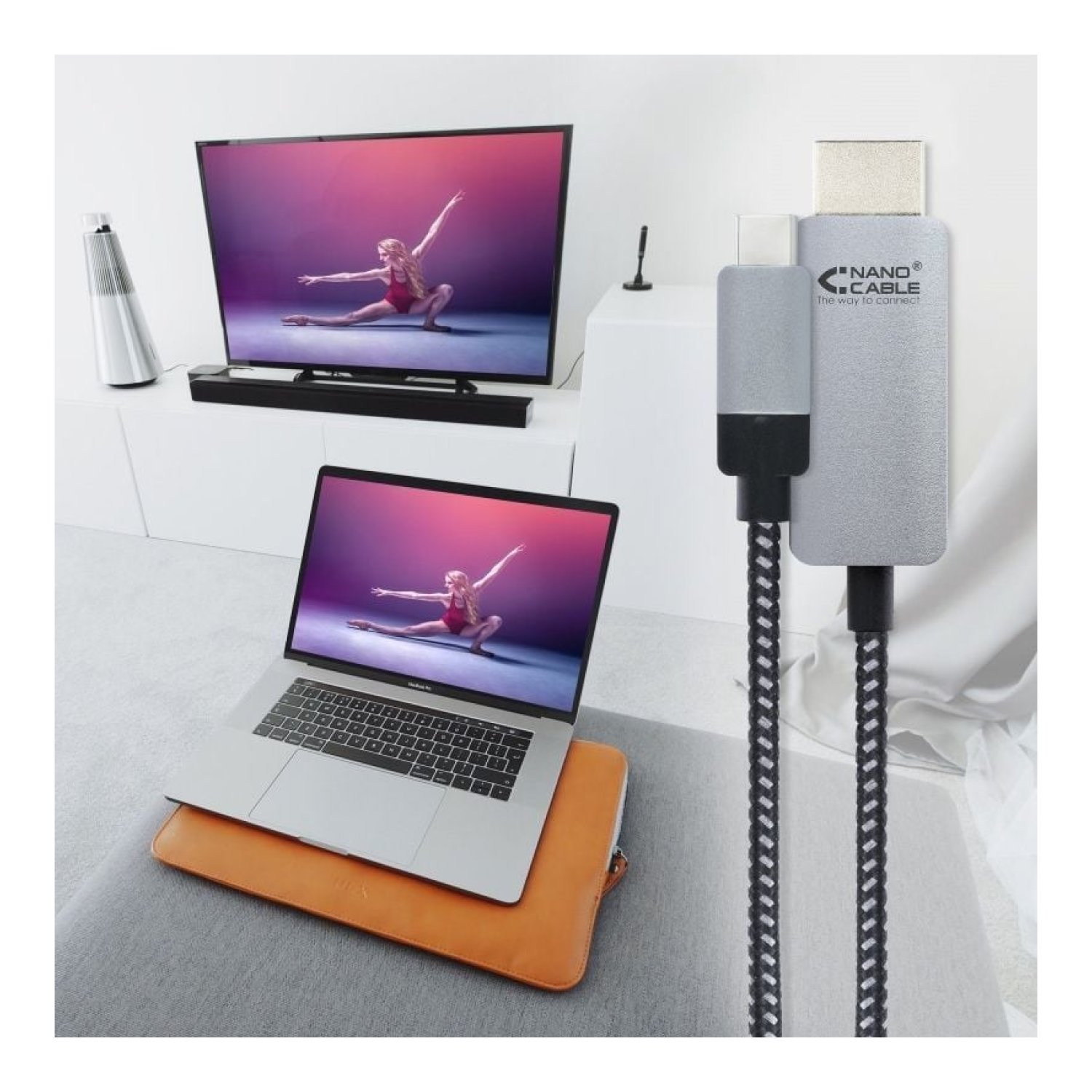 Nanocable · Cable USB-C a HDMI · 1,8m · Negro