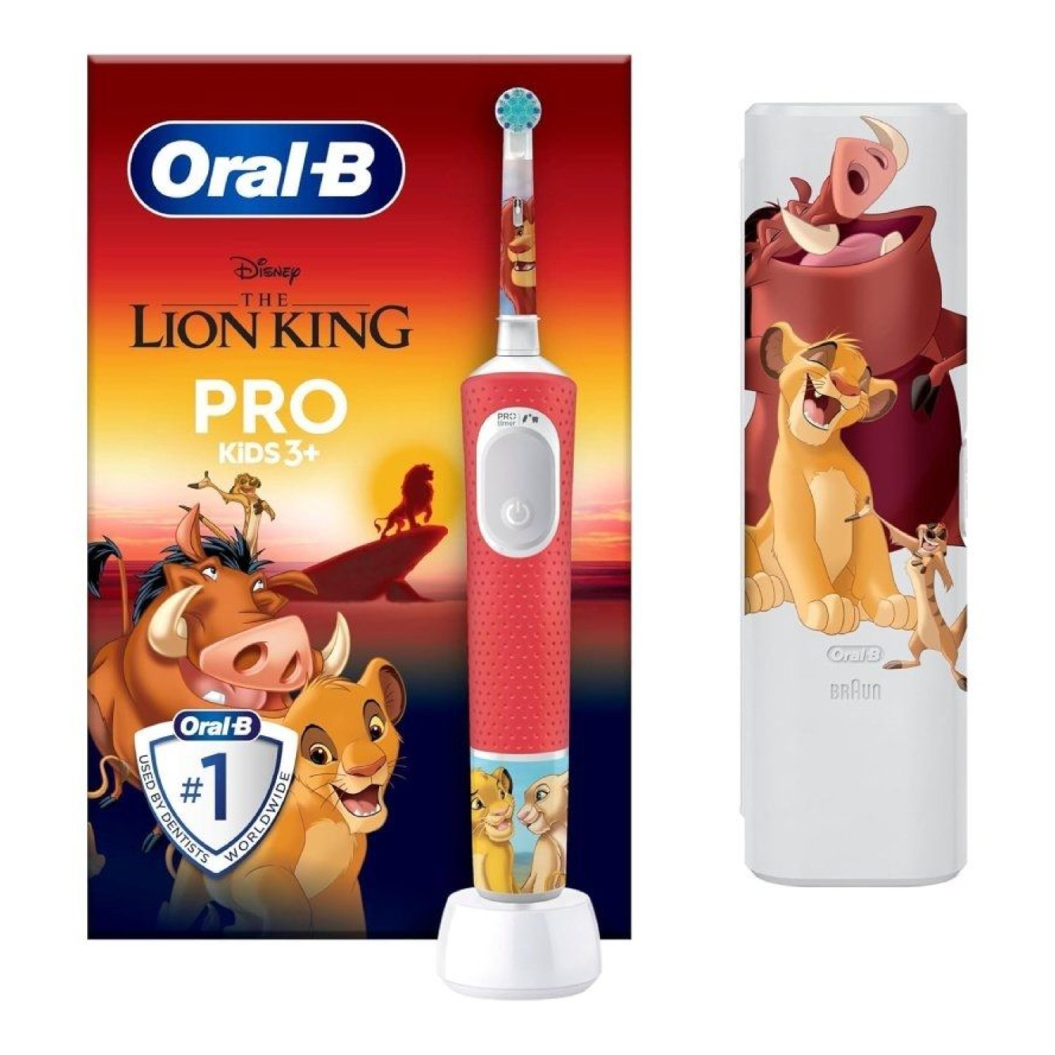 Oral-B Pro Kids 3 Rey León · Cepillo Eléctrico Infantil · Incluye Recambio y Funda