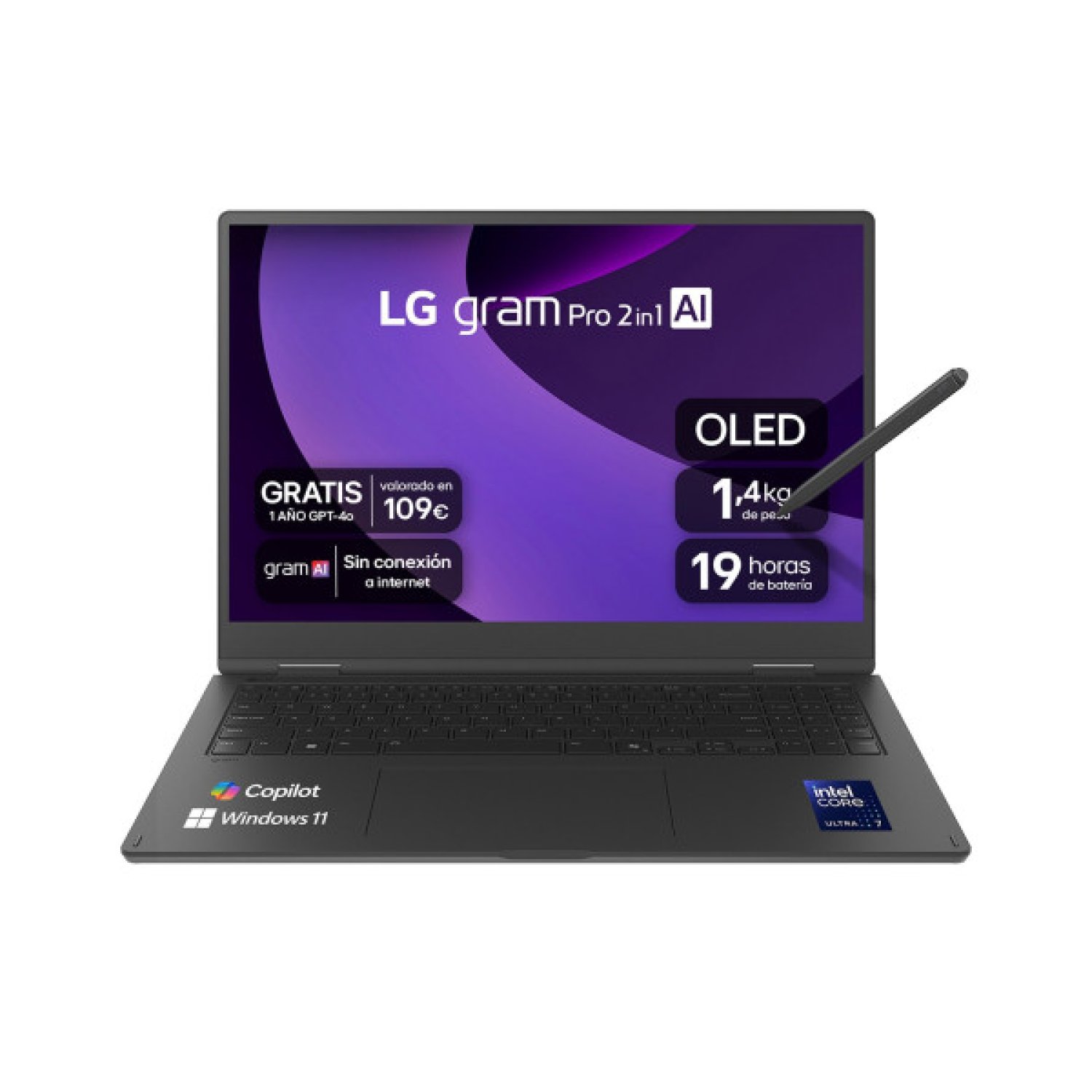 LG Gram Pro 16 · Convertible Táctil · Intel Core Ultra 7-255H · 32GB · 1TB SSD · Win11