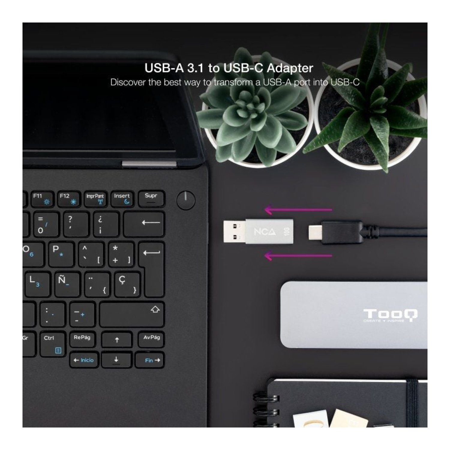 Nanocable · Adaptador USB 3.1 · USB Macho a Tipo-C Hembra