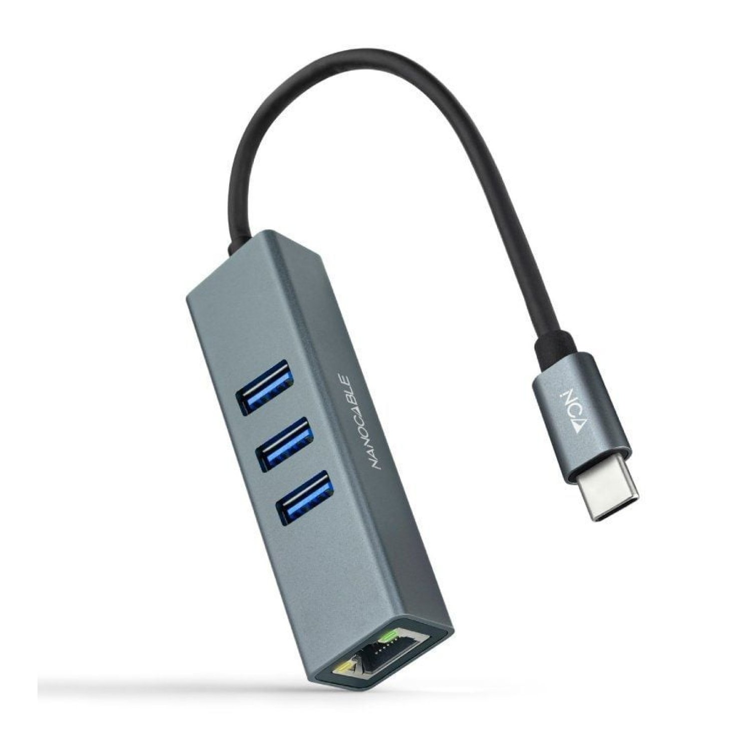 Nanocable Hub USB Tipo-C · 3xUSB · 1xRJ45 · Gris