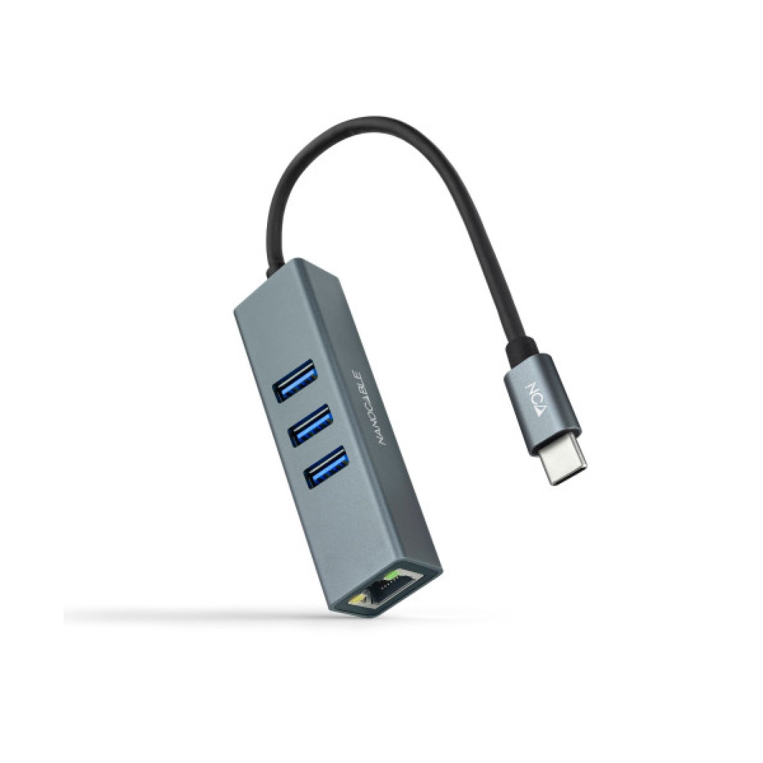 Nanocable Hub USB Tipo-C · 3xUSB · 1xRJ45 · Gris