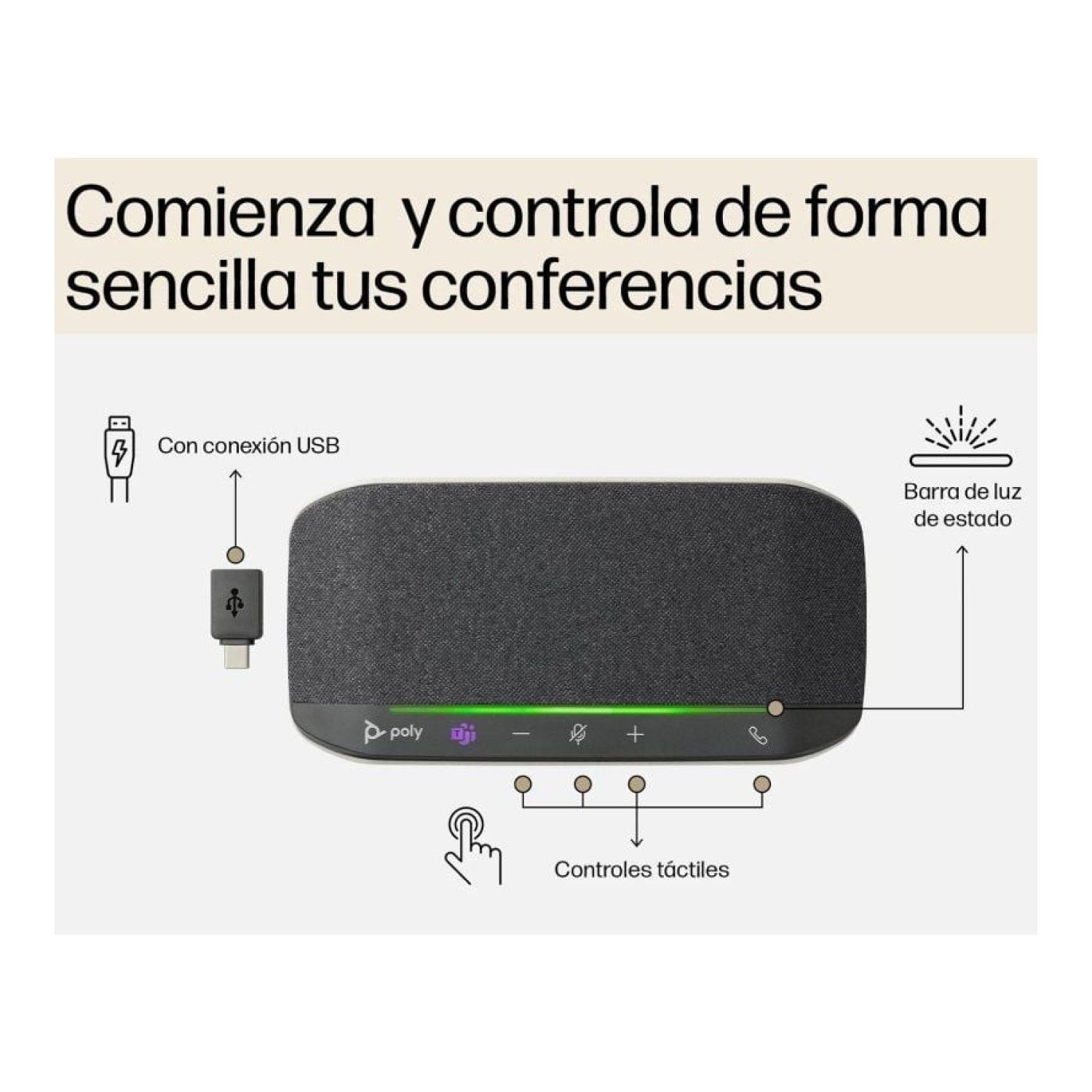 Altavoz Portátil para Conferencias Poly Sync 10 para Microsoft Teams/ USB/ Negro
