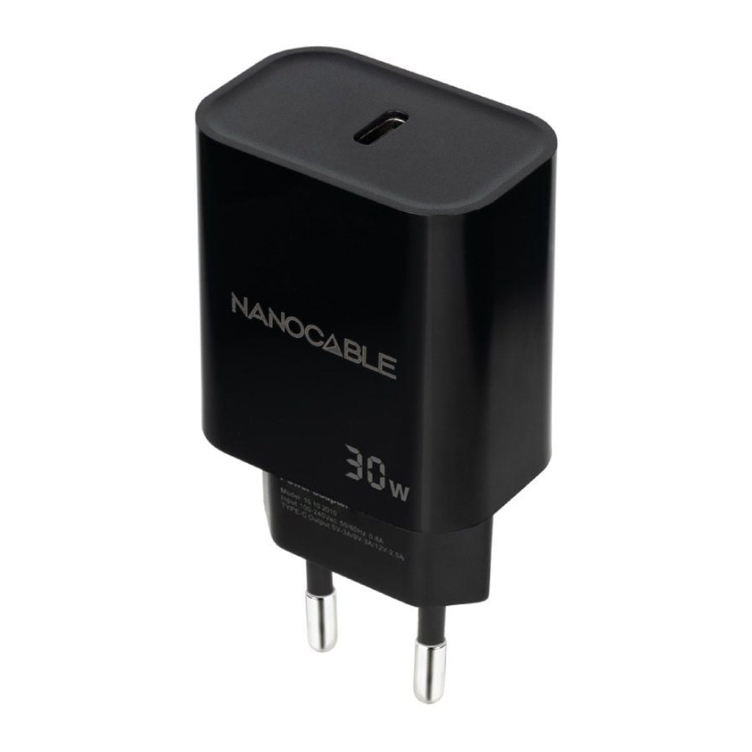 Nanocable Cargador de Pared · 1x USB Tipo-C · 30W · Negro
