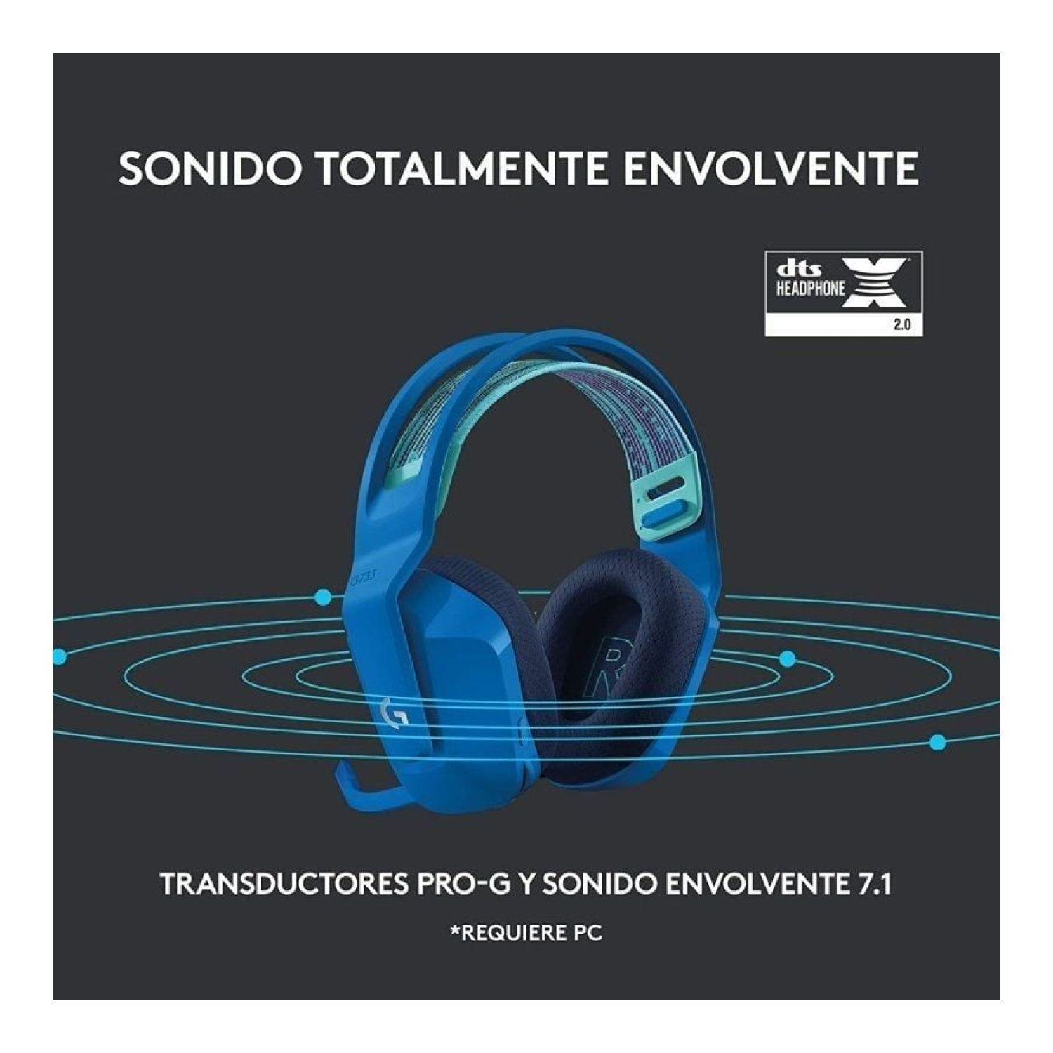 Logitech G733 · Auriculares Gaming Inalámbricos · Micrófono · Azules