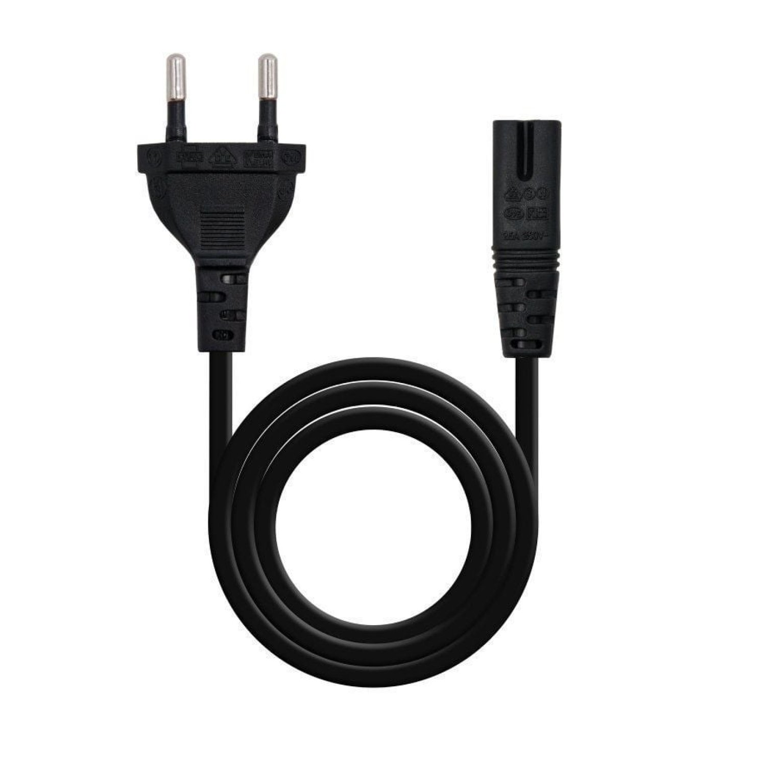 Nanocable · Cable Alimentación C7 · CEE7/16 a C7 · 1,5m · Negro