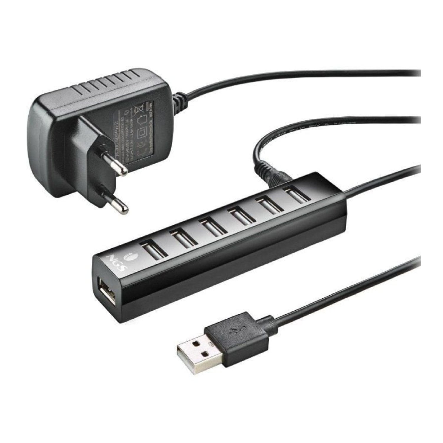 NGS iHub7 Tiny · Hub USB 2.0 · 7 Puertos · Alimentación Externa