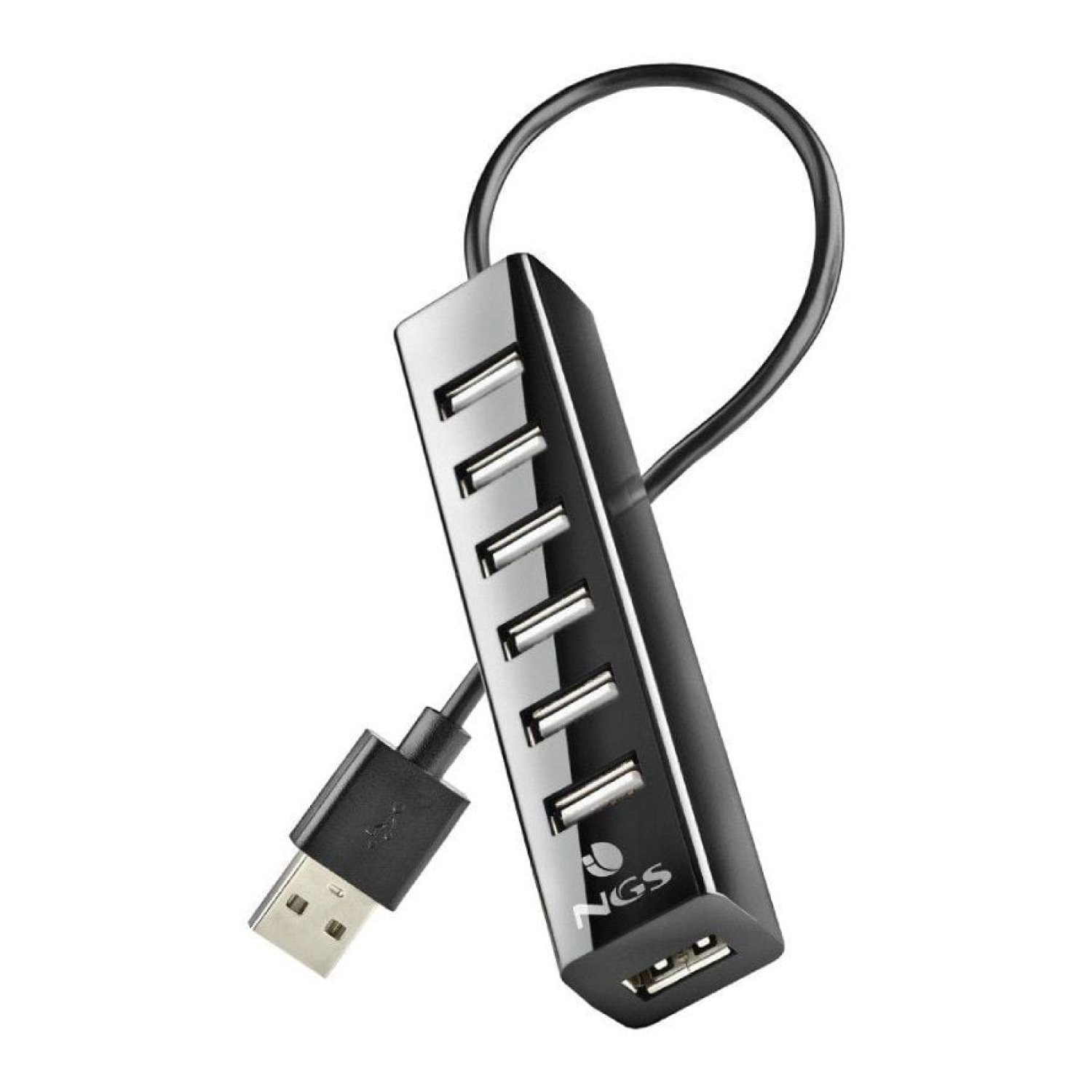 NGS iHub7 Tiny · Hub USB 2.0 · 7 Puertos · Alimentación Externa
